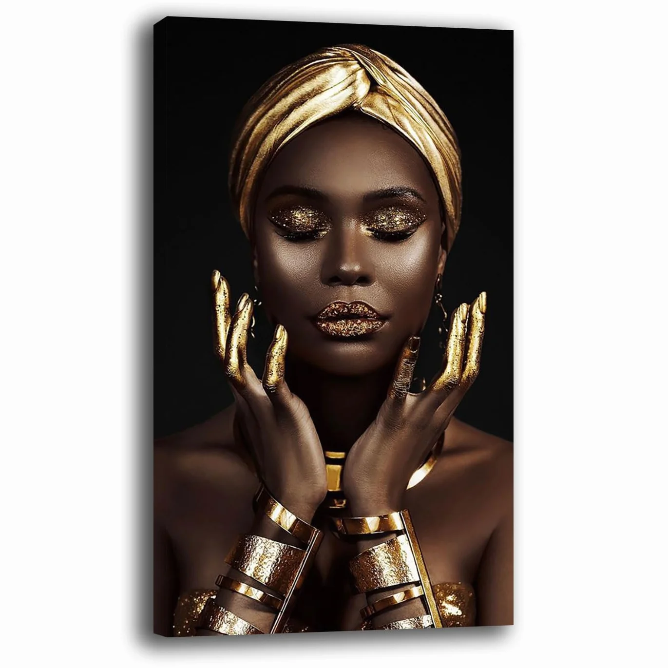 Printerland Quadro Moderno Donna Ragazza Africano Quadri moderni Etnici soggiorno da Parete XXL grande Stampa su tela Canvas Decorazione Murale muro Arredo Camera da letto Cucina (6, 50x100 cm)