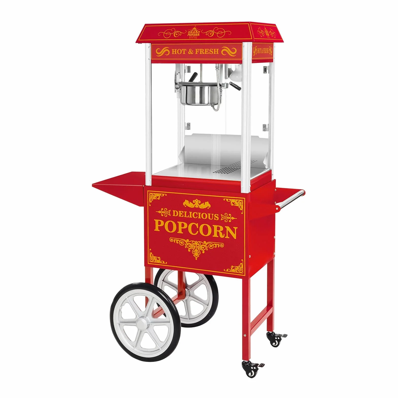 Royal Catering - Macchina per popcorn con carretto - 1500 W - rosso