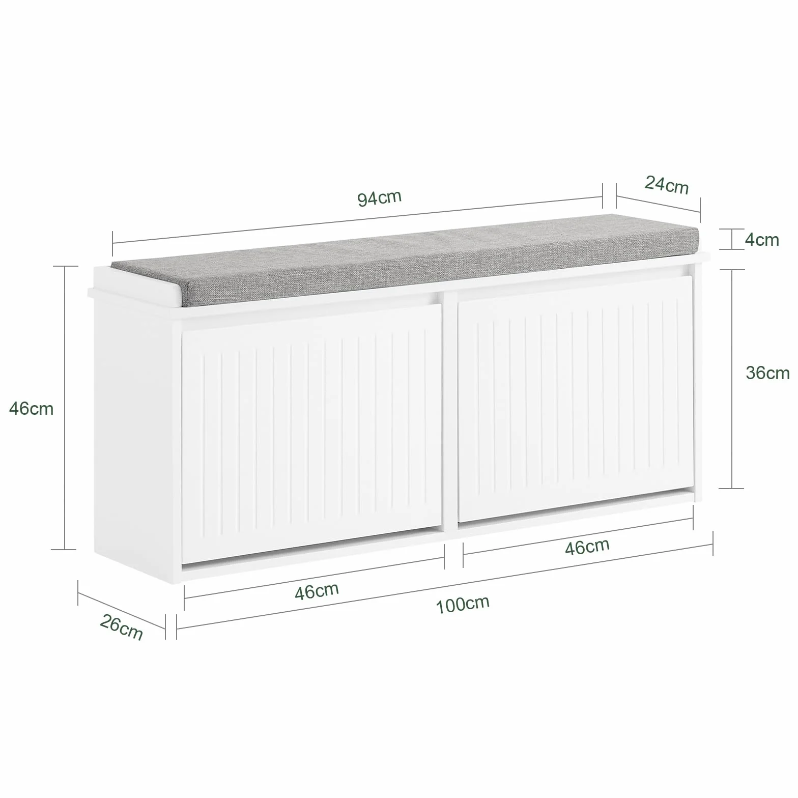 SoBuy Panca Scarpiera da Ingresso Salvaspazio Slim in Legno, 100x26x46cm, Bianco, FSR98-XL-W