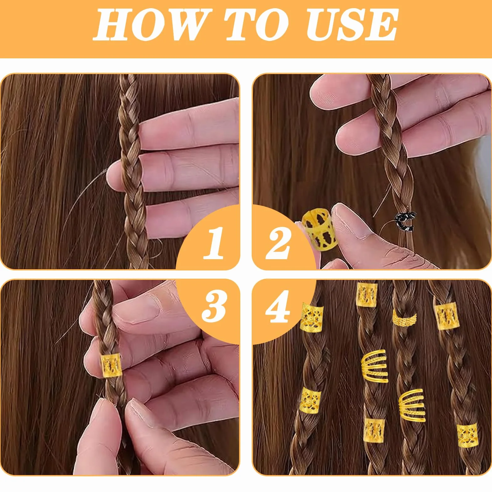 Pezzi Accessori Anelli Per Capelli Donna Oro Regolabili Gioielli Trecce
