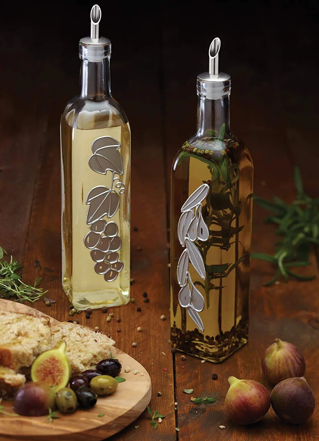 Kitchen Craft Italian Collection Set 2 dispenser in vetro per olio e aceto, grandi