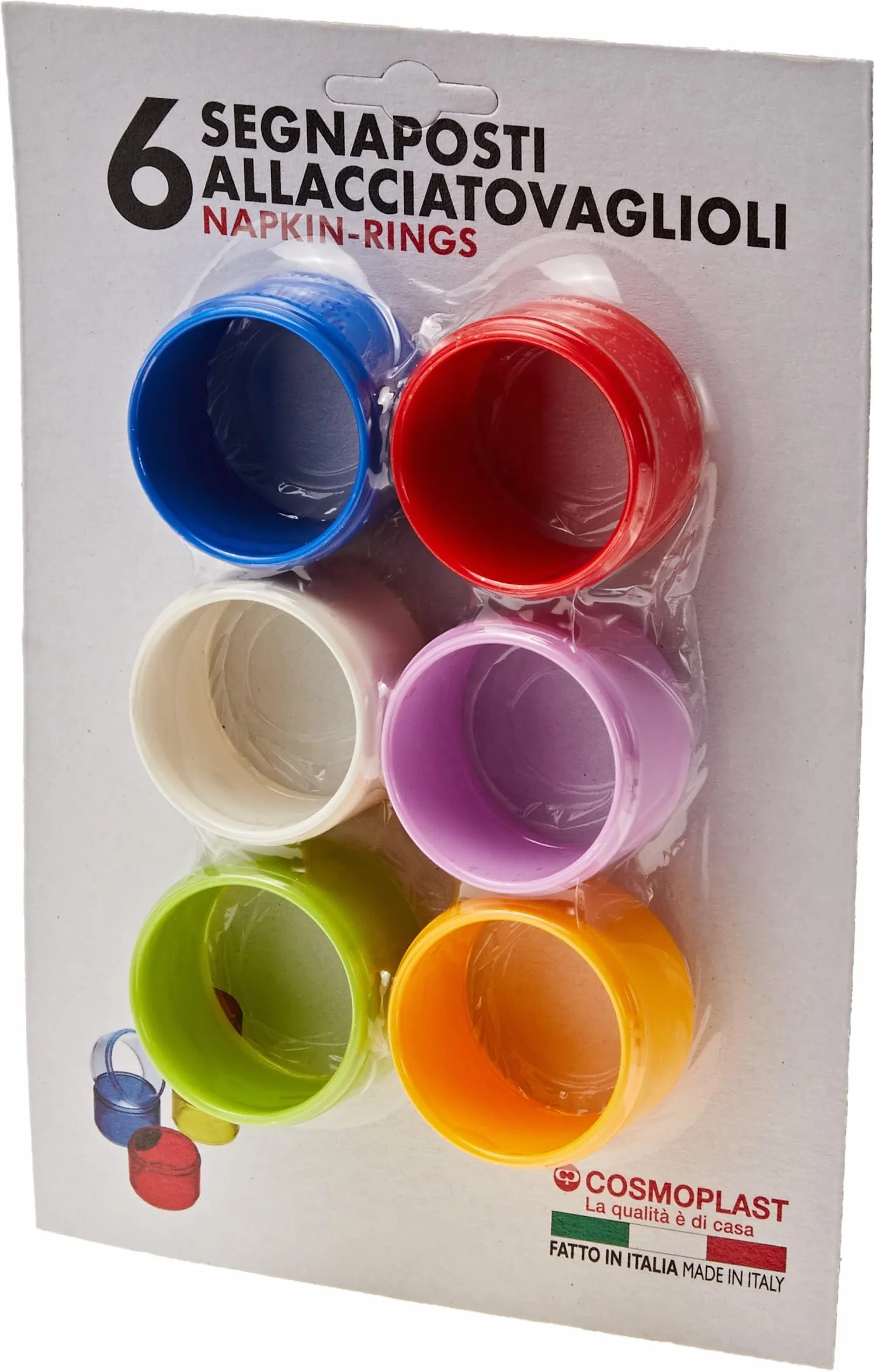 Cosmoplast, Confezione 6 Pezzi, Portatovaglioli Oasi, in plastica, Colori Assortiti, Made in Italy