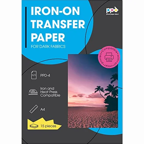 PPD A4 15 Fogli Di Carta Trasferibile Termoadesiva Professionale Inkjet - Tessuti Scuri - PPD-4-15