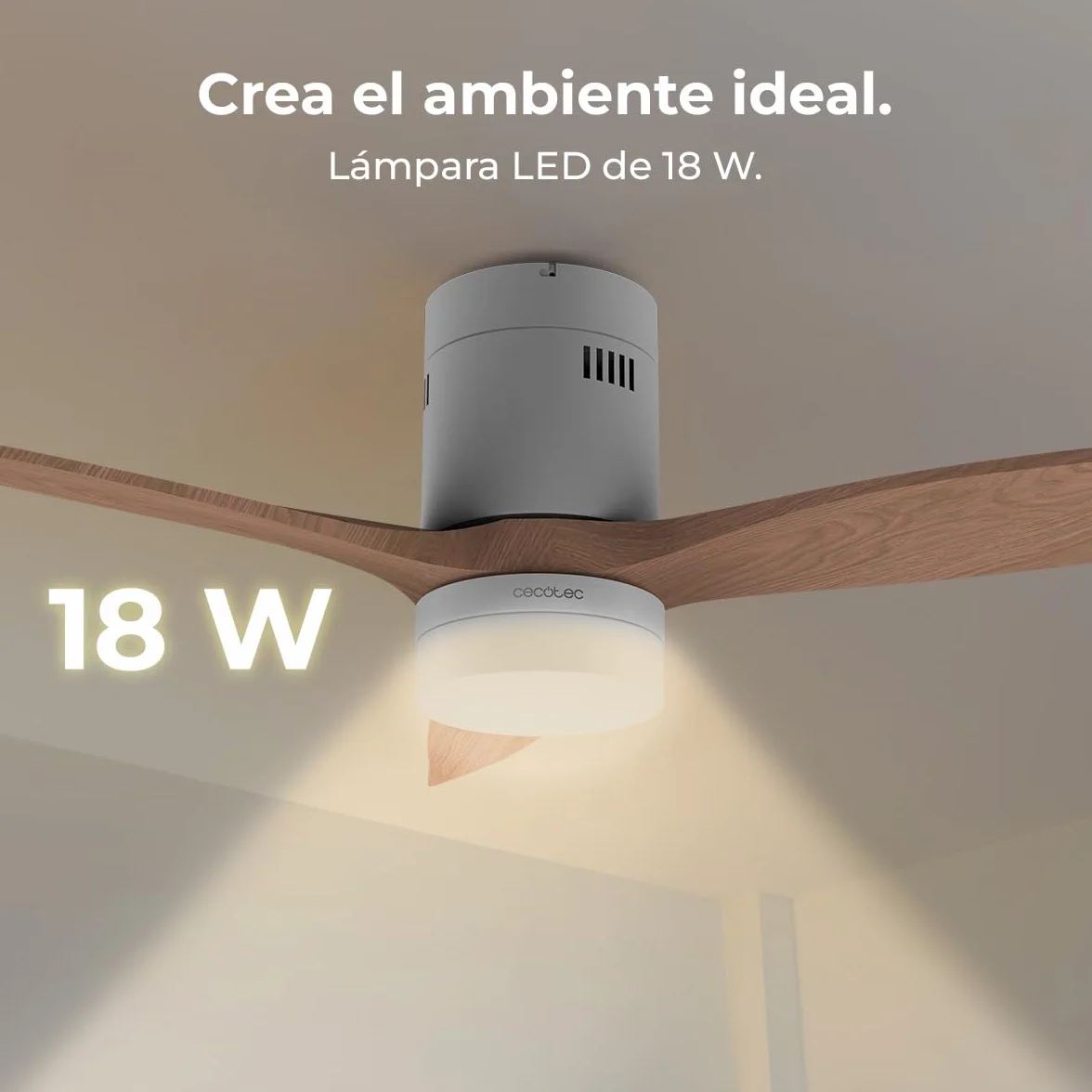 Cecotec Ventilatore da Soffitto con Luce LED Energysilence Aero 5600 Classic. 40W. Motore DC. Diametro 132 cm. Lampada LED 18W. Timer. 6 Velocità. Telecomando. Funzione Estate/Inverno