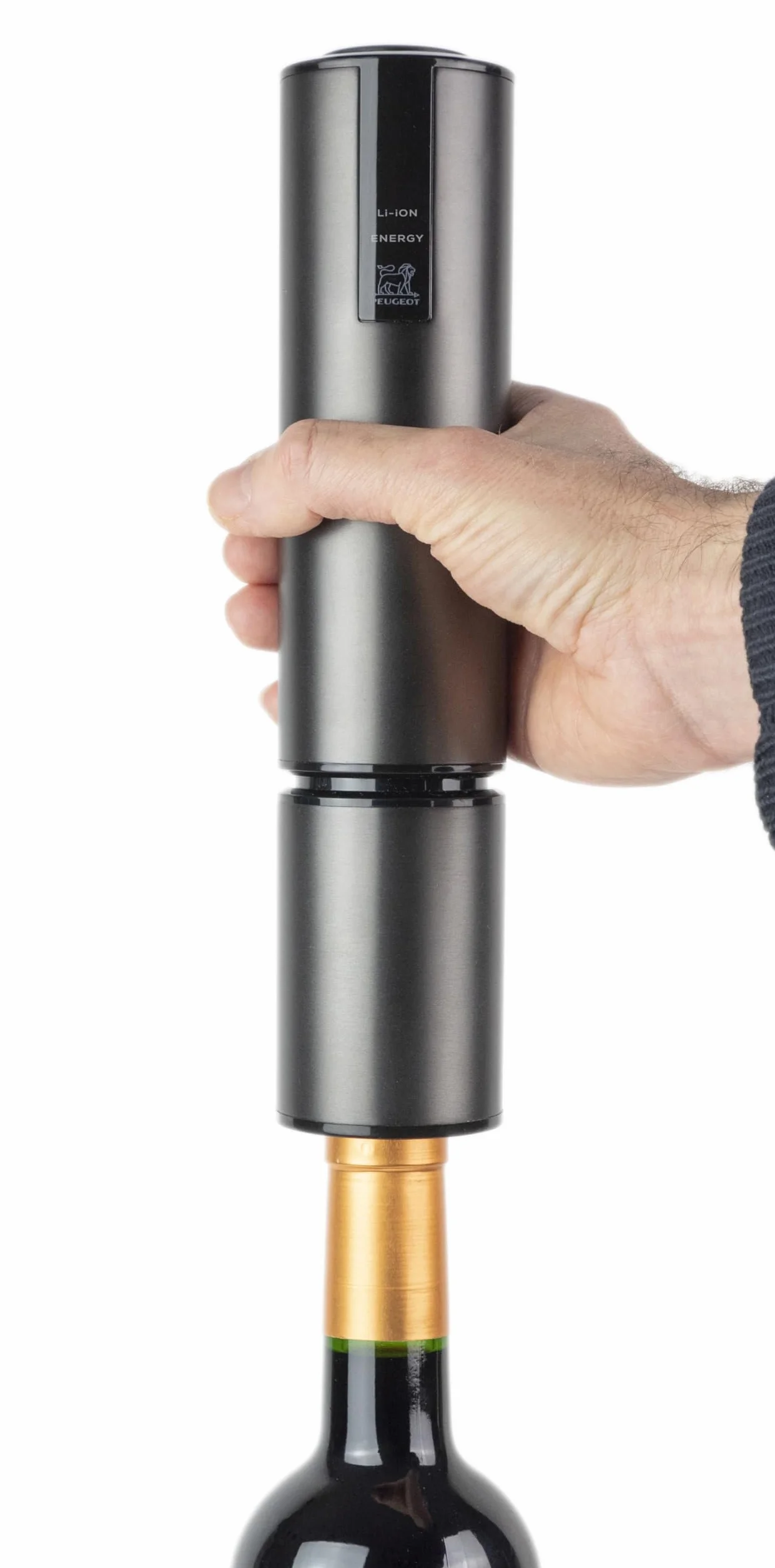 Cavatappi elettrico ricaricabile in acciaio inox e ABS PEUGEOT Elis Touch con batteria agli ioni di litio - Carbon