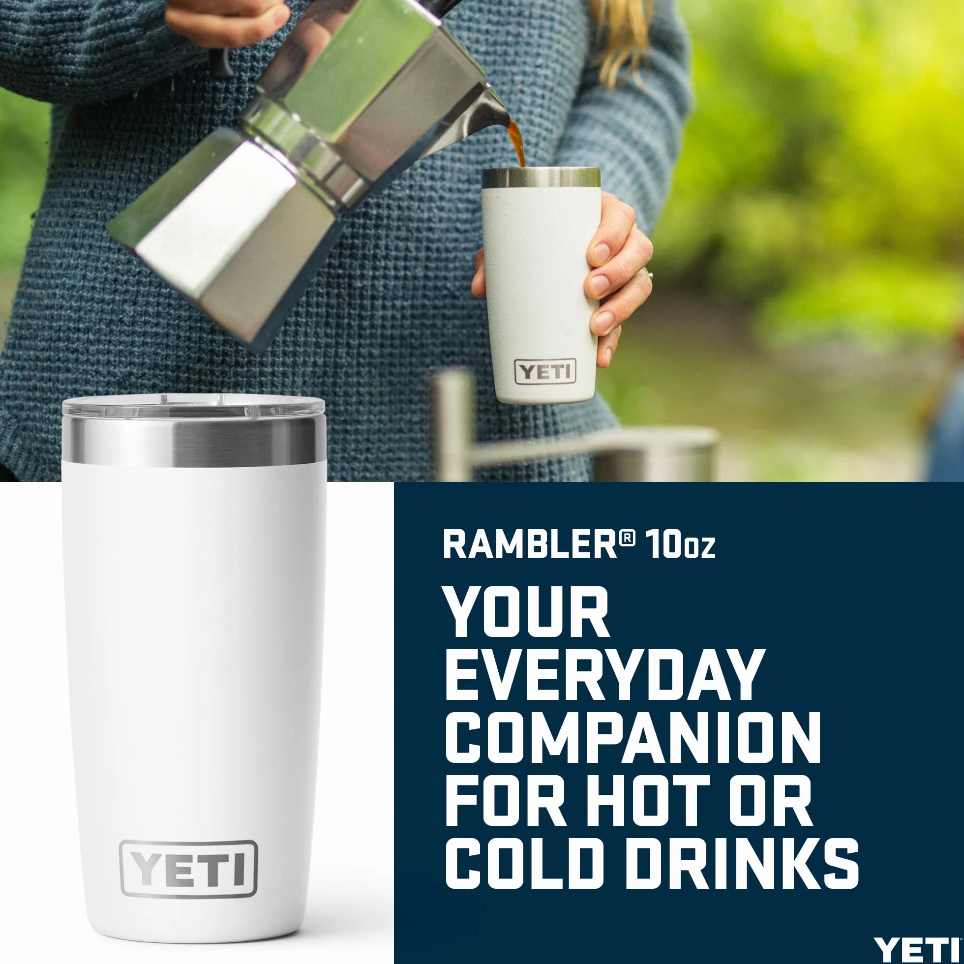 YETI Rambler Tumbler Vacuum Insulated Stainless Steel 10 oz with Magslider Lid White