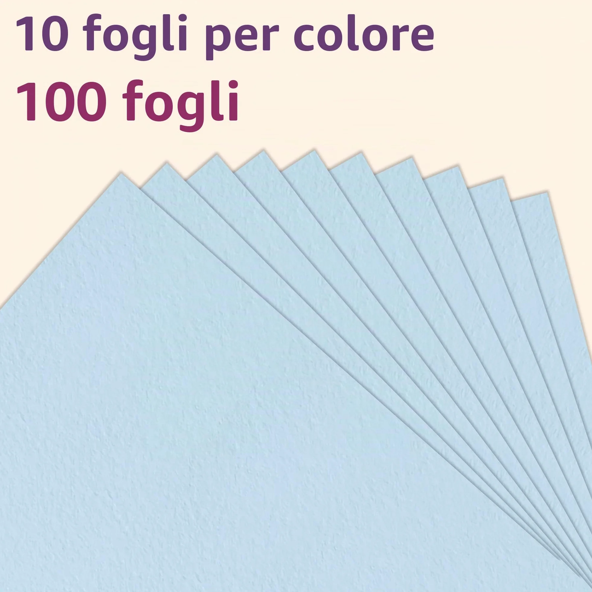100 fogli, A4 120 g/m² Fogli Colorati Carta Colorata - 10 Colori