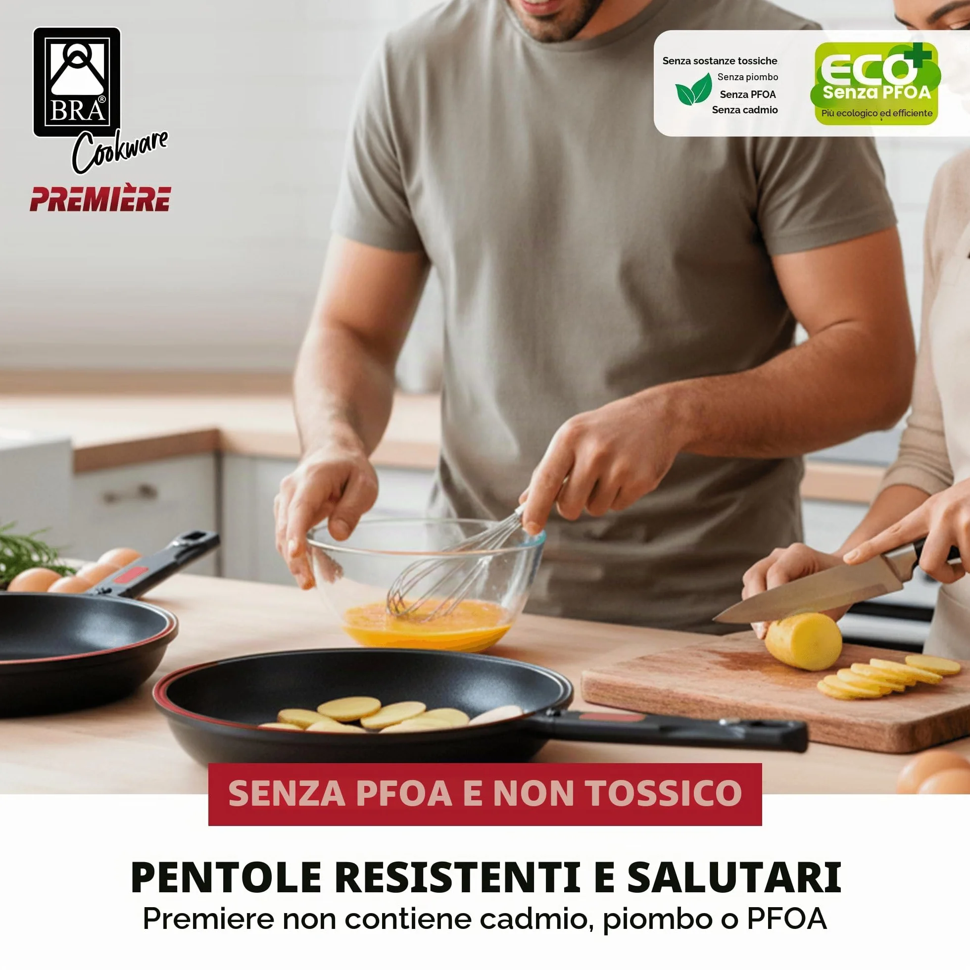 BRA Dupla Premiere Padella doppia per frittata in alluminio fuso 24 cm antiaderente a triplo strato senza PFOA