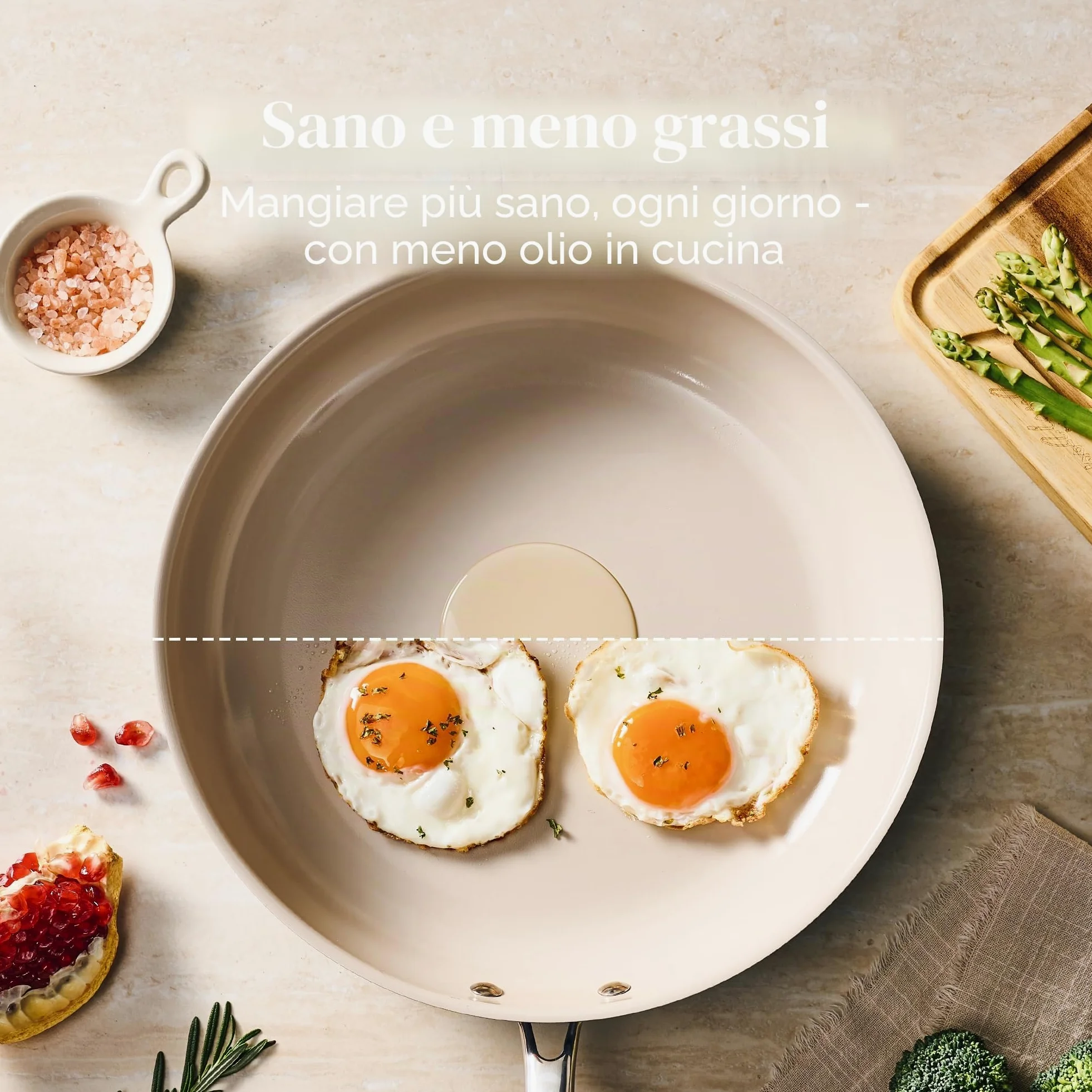 Redchef Set di 6 padelle in ceramica per induzione, antiaderenti, 20/24/28 cm, per tutti i tipi di cucina, senza PTFE, senza PFAS, senza PFOA, adatte per induzione, forno, lavastoviglie (multicolor)