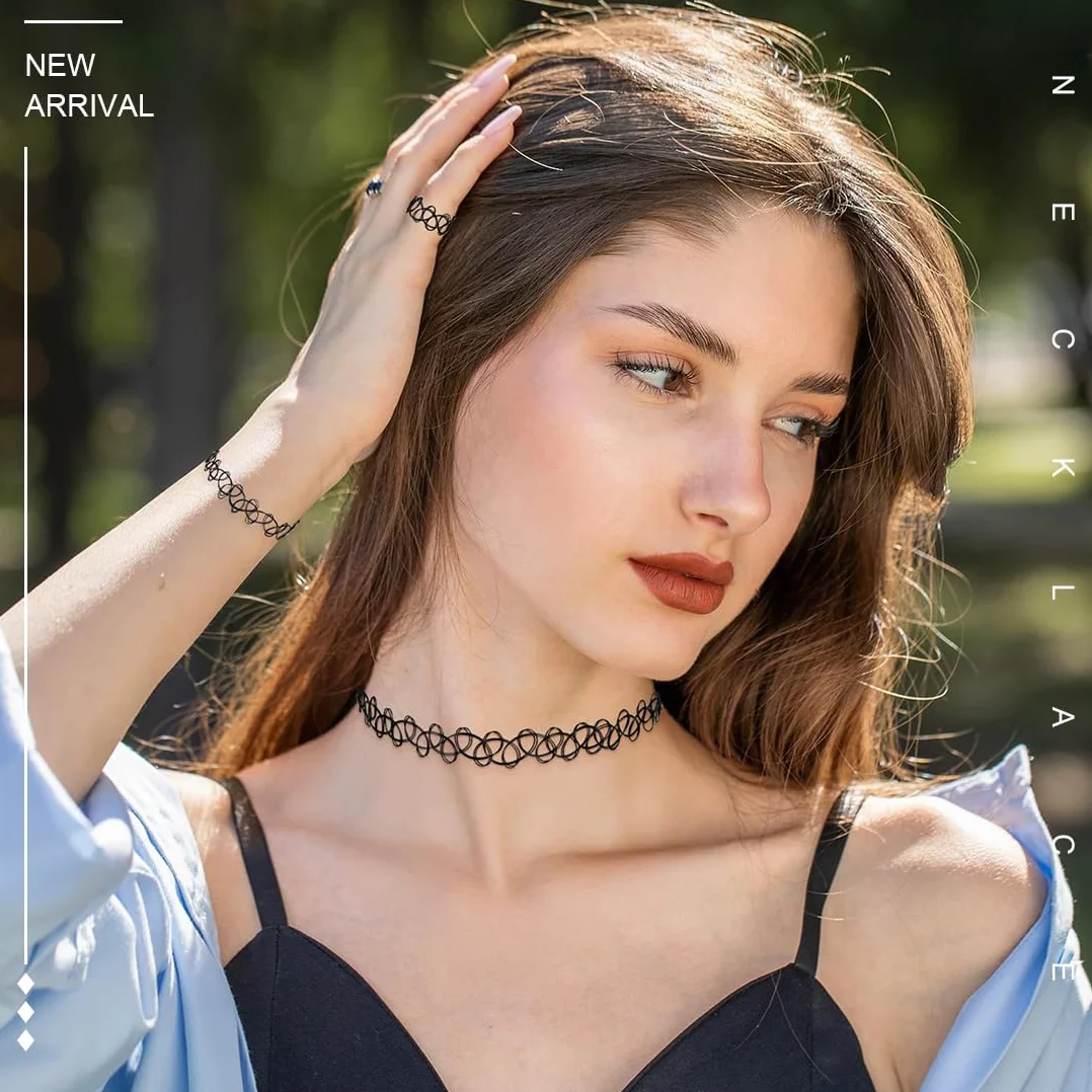 JEYORZY Choker Nero Vintage alla Moda Collana Elasticizzata Tatuaggio Donna regolabile