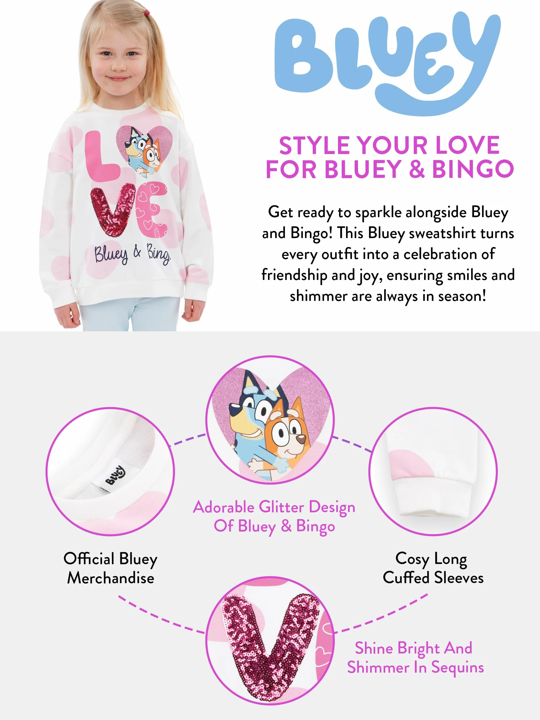 BlueY Felpa Bingo Bambina Cotone Ragazza