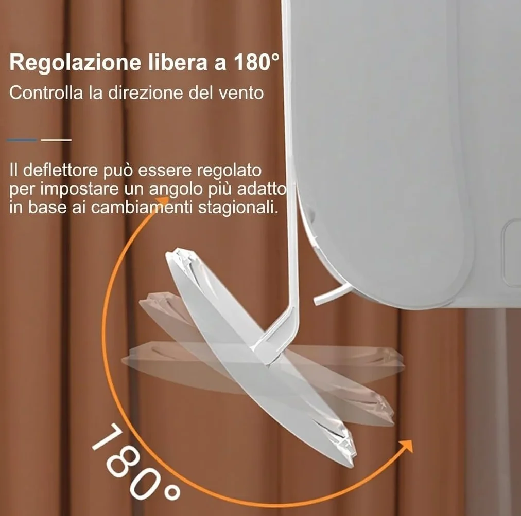 Deflettore per Condizionatore Universale Regolabile (56-90 cm), Paravento per Aria Condizionata Anti-Condensa con Regolazione a 180°, Installazione Facile Senza Fori per Inverno ed Estate Casa Ufficio
