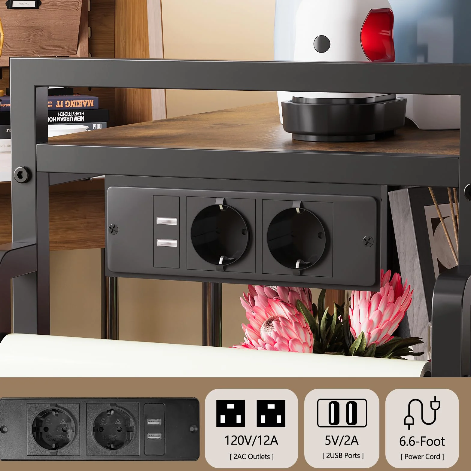 VEDECASA Grande organizer per bricolage, compatibile con macchine Cricut, cassetti in tessuto e porta rotolo in vinile, carrello mobile per la stanza del fai da te (marrone)