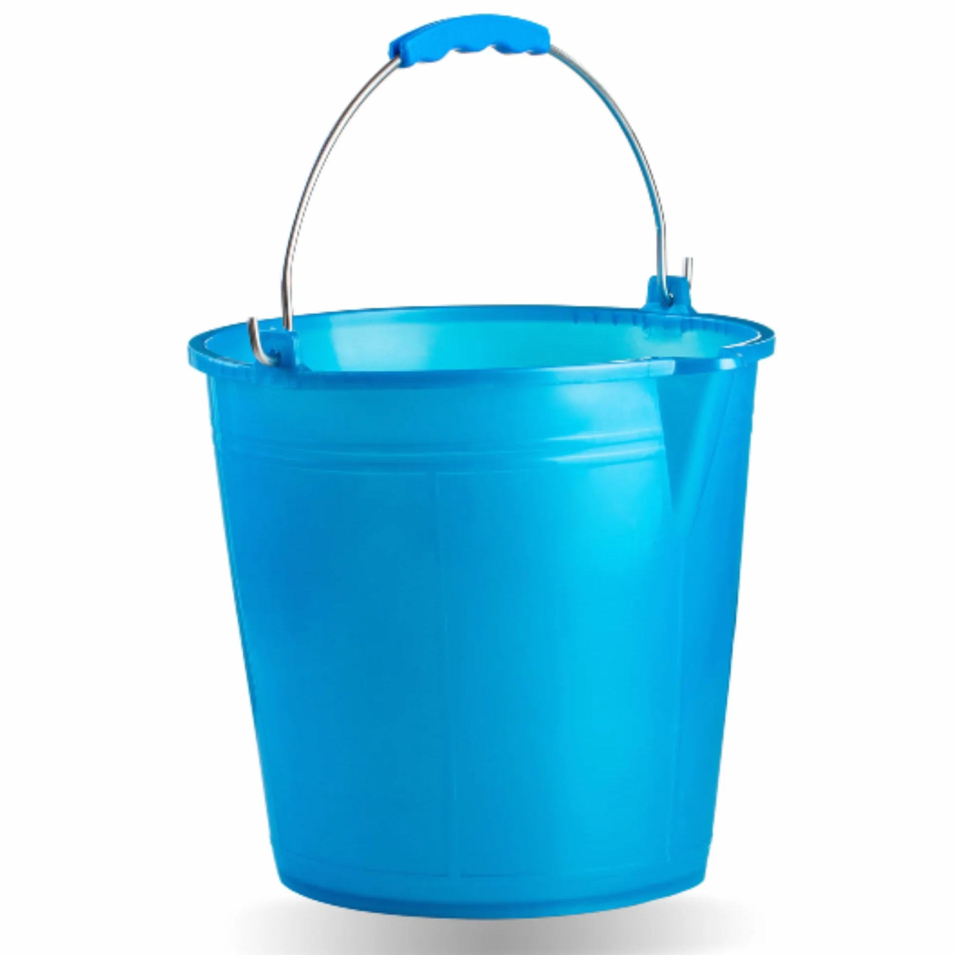 Ecoplast | Secchio 10 Litri con Manico Ergonomico e Becco, Azzurro, ø 27,7, Made in Italy