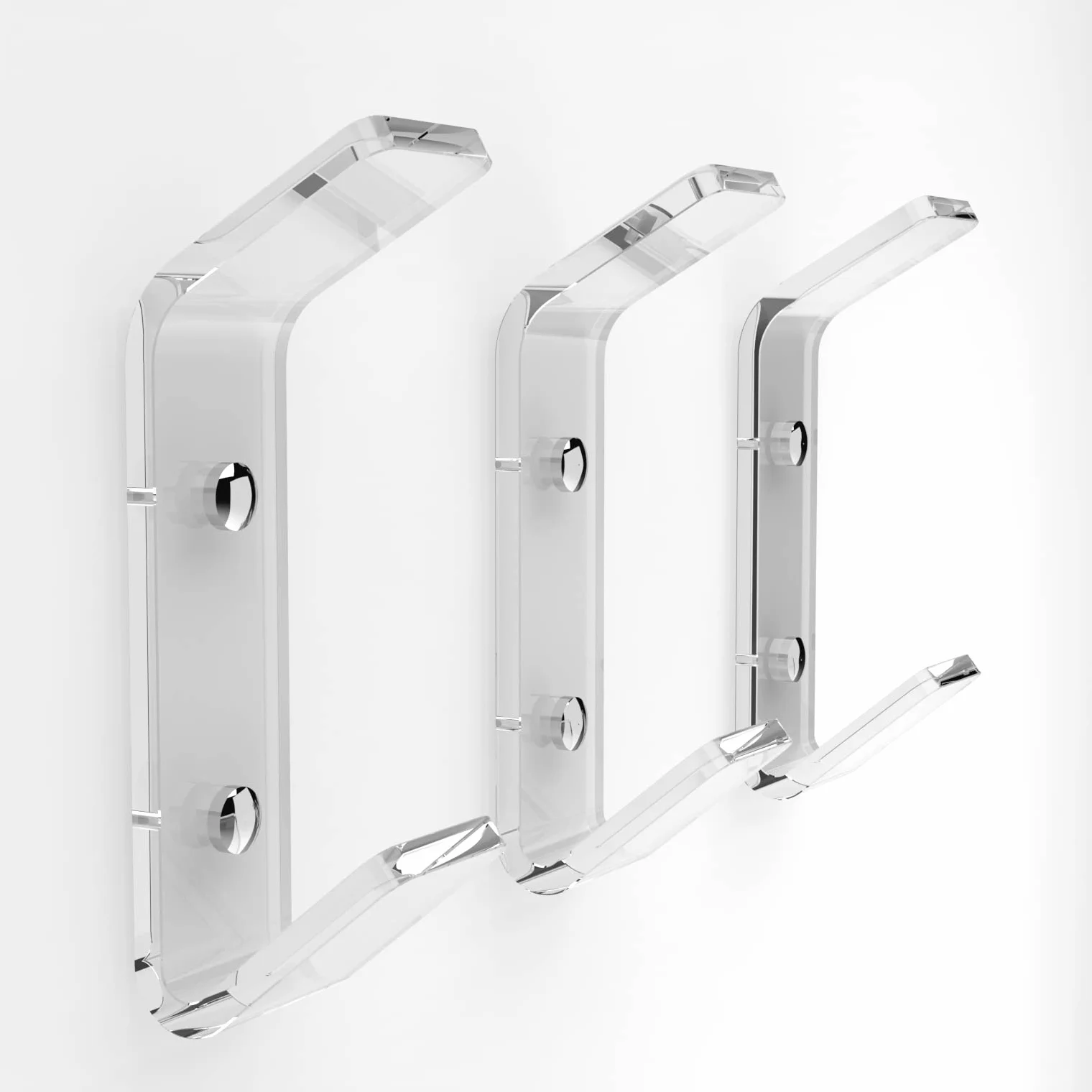 AGPLEX - Appendiabiti da Parete in vetro acrilico, Appendini da muro dal Design Moderno (3 Ganci)