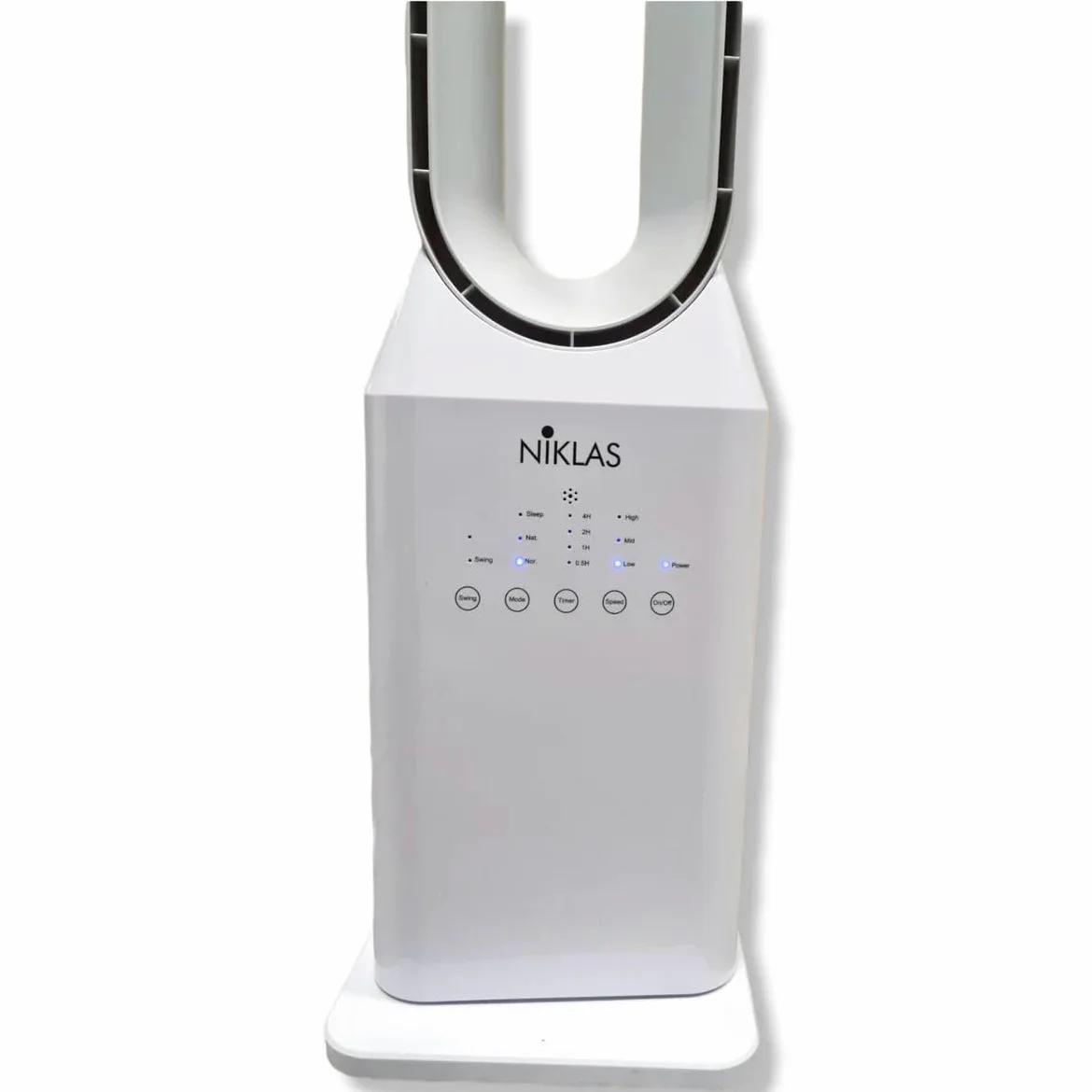 INTEC - Ventola silenziosa 50 W senza pale programmabile - Ventola a telecomando a 3 velocità Timer 7 h Bianco