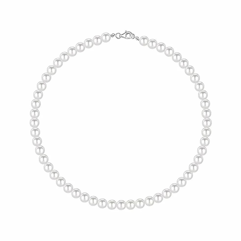 Collana di Perle Bianche Finte da 6 Mm - Collana da Uomo d'Acqua Dolce - Gioiello Semplice per Migliore Amico, Compleanno, Anniversario