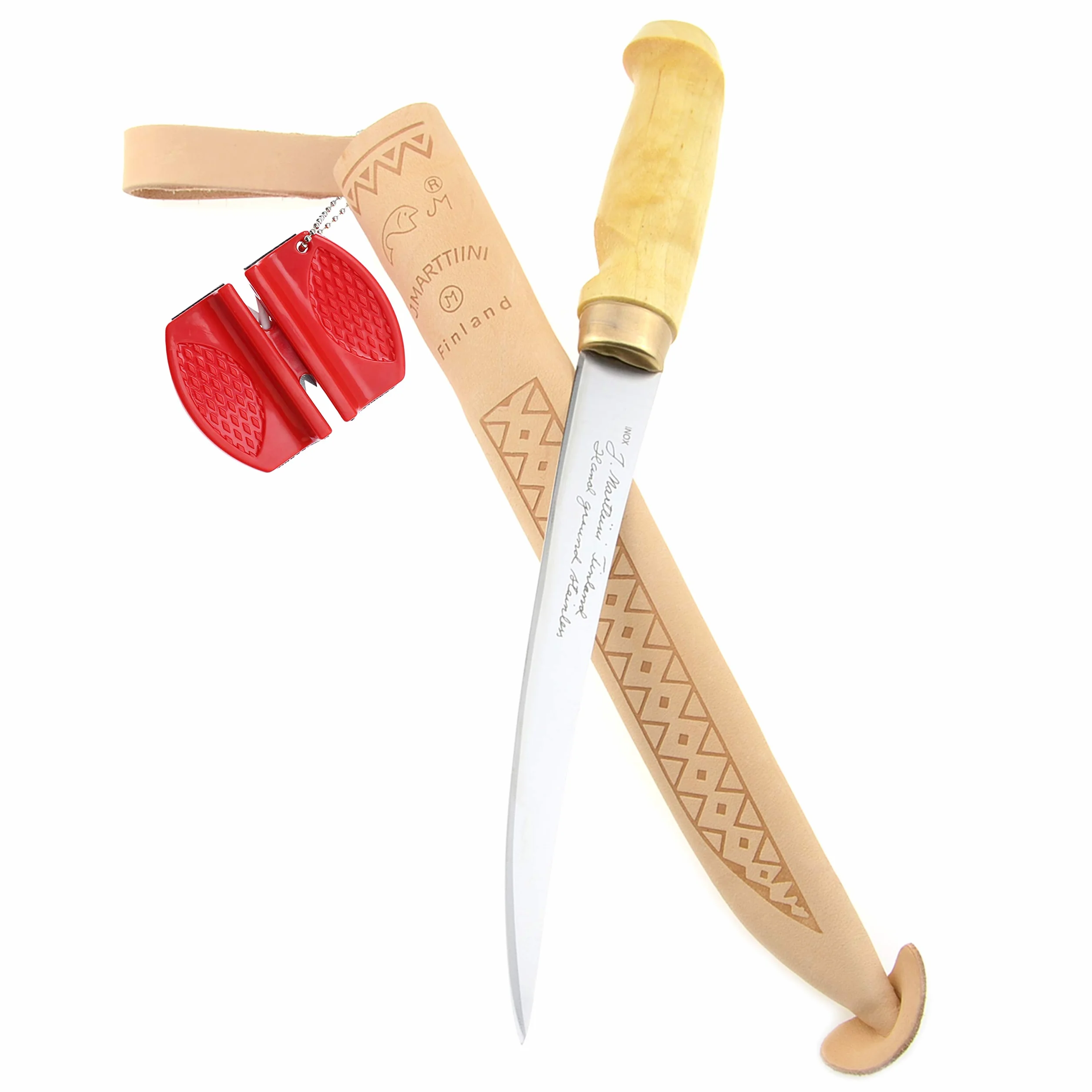 MARTTIINI Classic Coltello per sfilettare lungo 31 cm lama 19 cm con affilacoltelli Lansky Crock e fondina