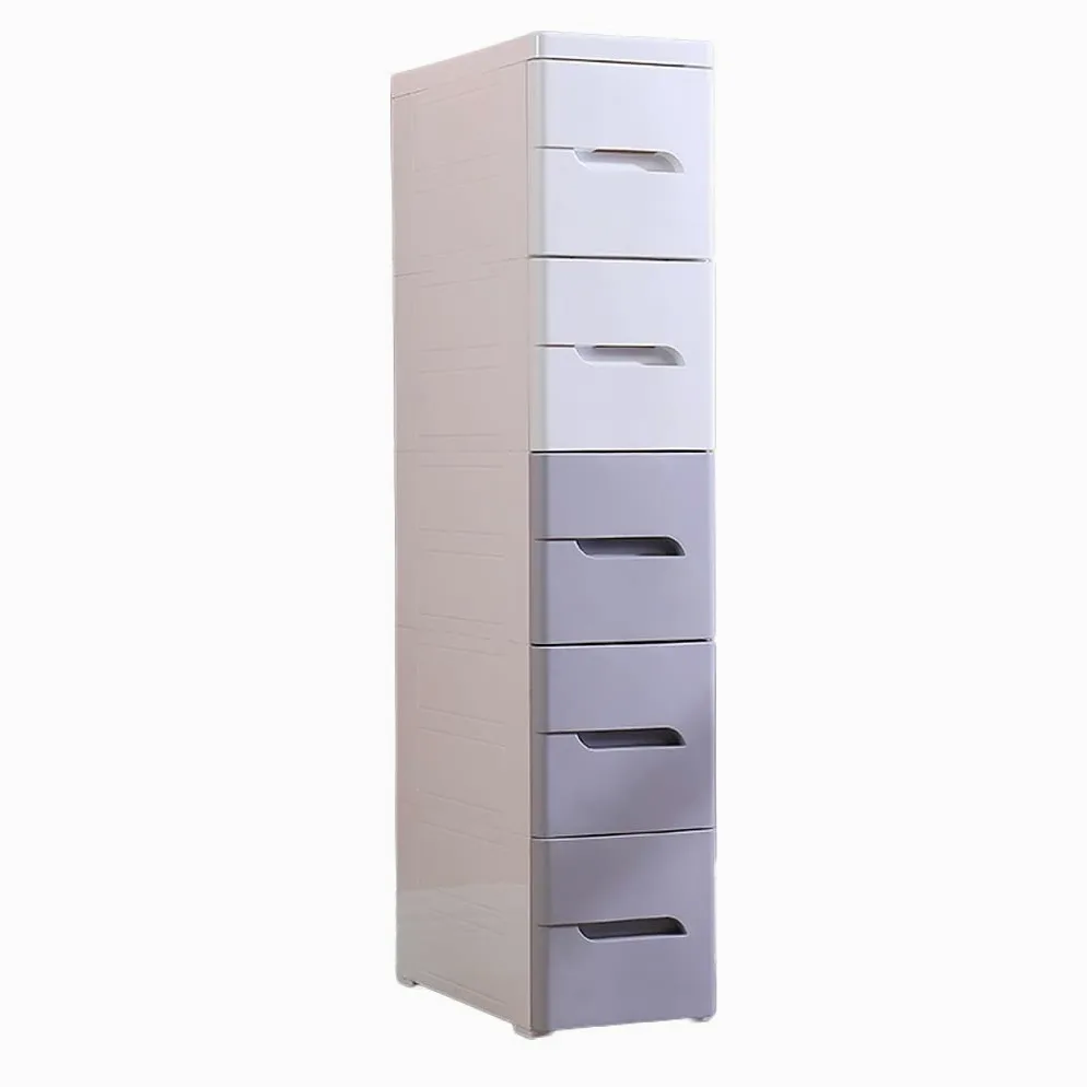 Cassettiera larga 20 cm per bagno, comodino, armadio da cucina con spazio stretto (bianco grigio 7 strati)