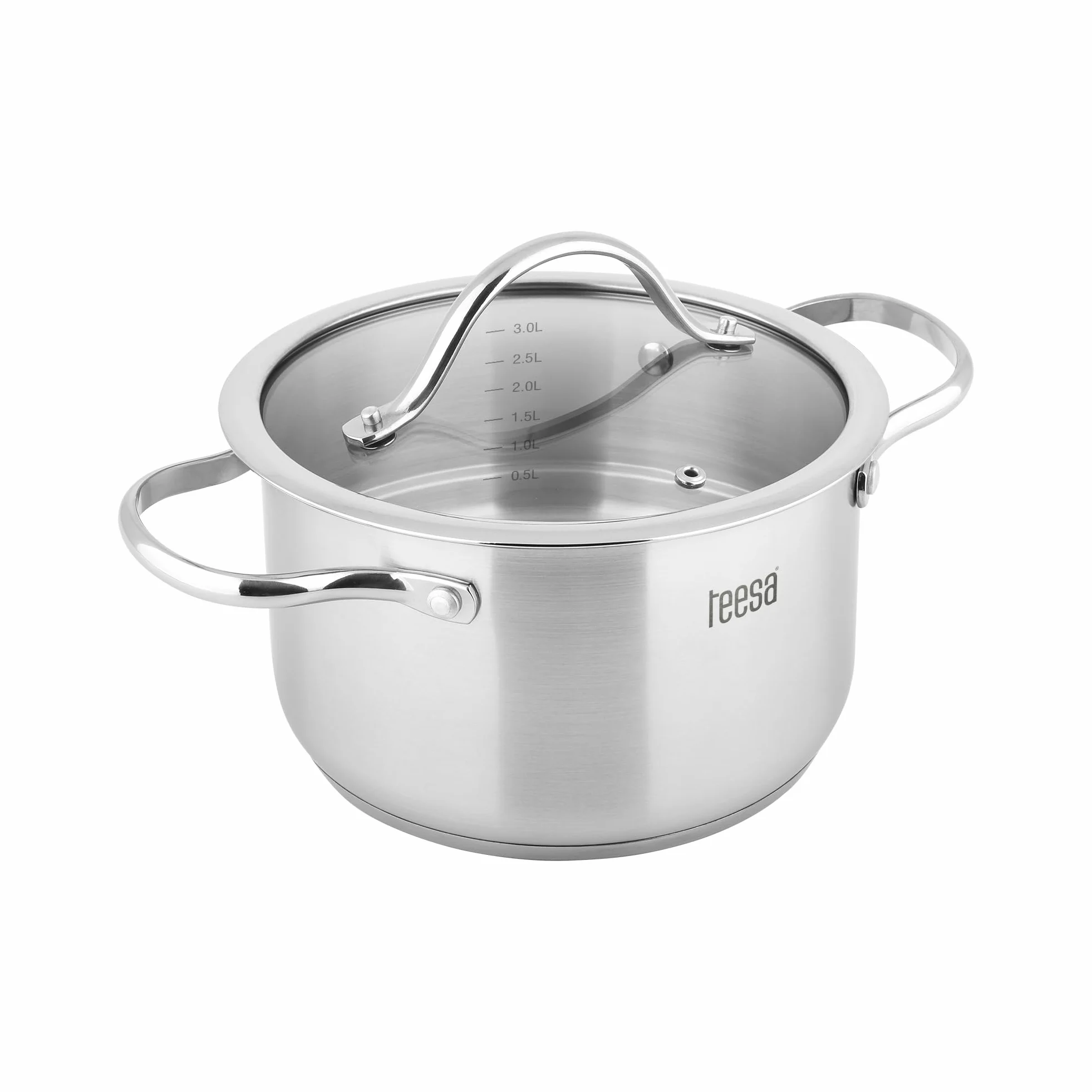 Teesa Set di pentole da 6 pezzi COOK EXPERT MASTER in acciaio inossidabile tipo 18/10 pratico misurino per tutti i tipi di pentole TSA0141