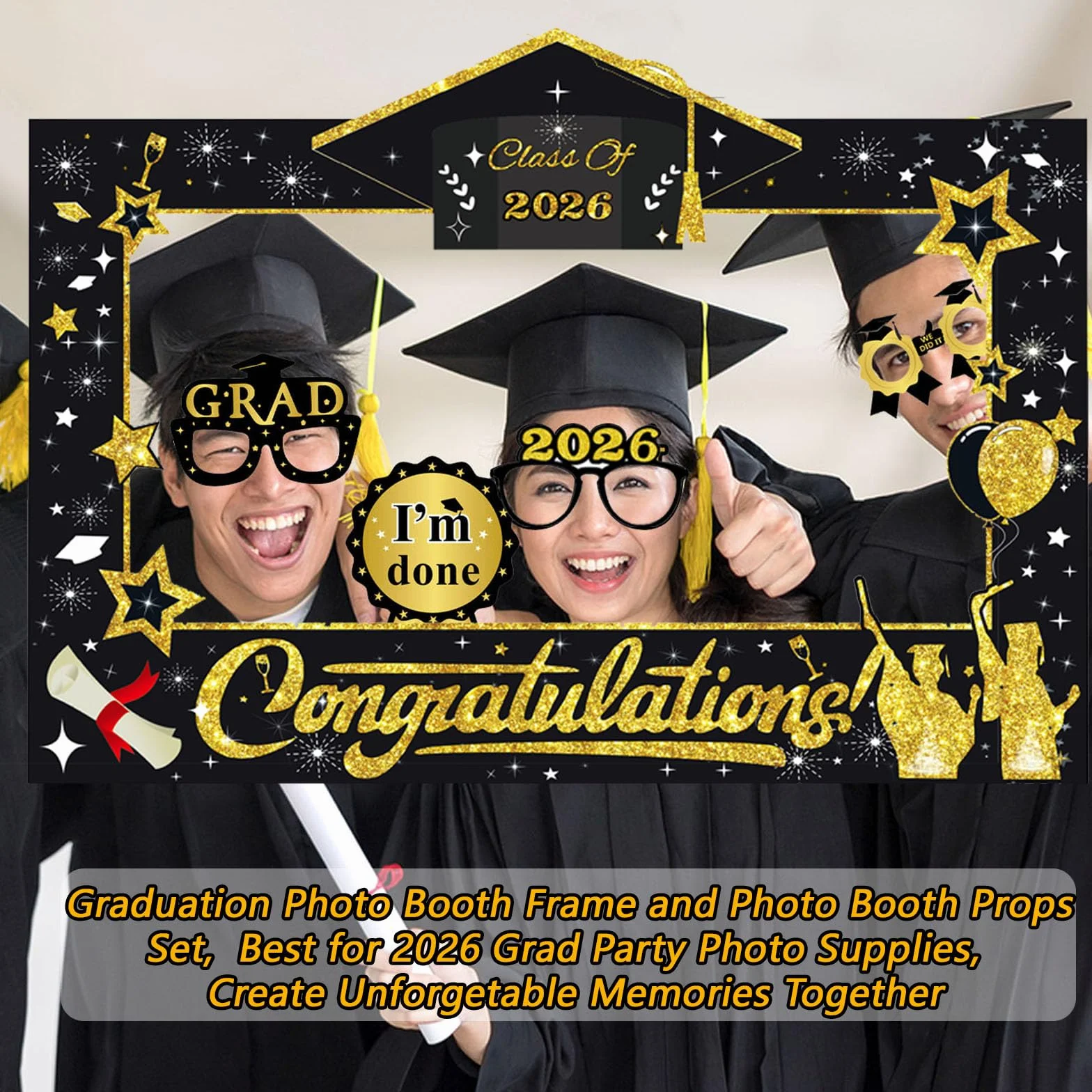 30 pz Foto Props Laurea Gadget, Cornice per Selfie in Carta, Alta Aualità Photo Booth Accessori, per 2026 Laurea Decorazioni Festa