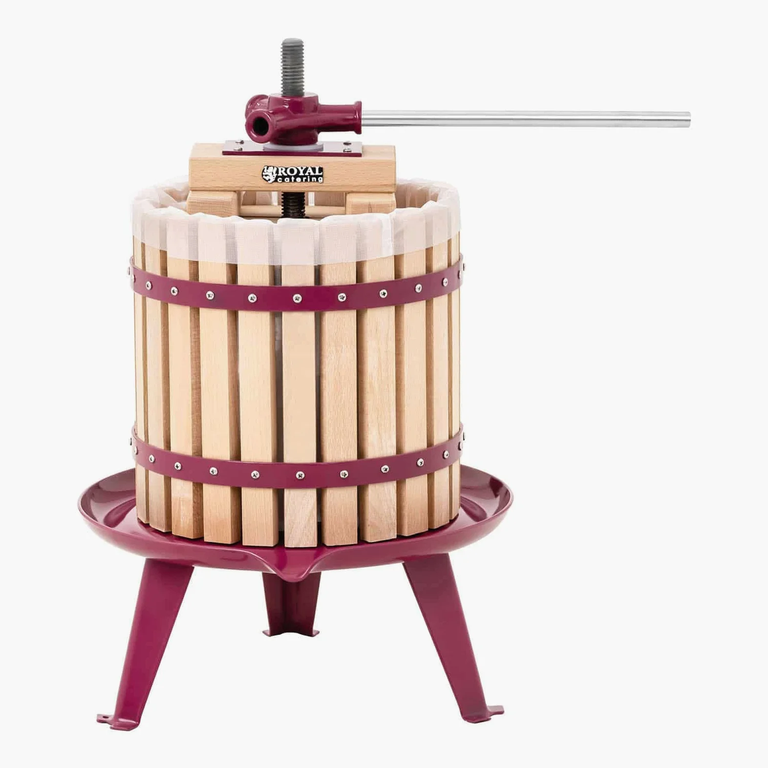 Royal Catering Torchietto Premitutto Manuale Torchio A Vite RCWP-12LW (Legno, 6 Litri, 1 Sacco filtrante)
