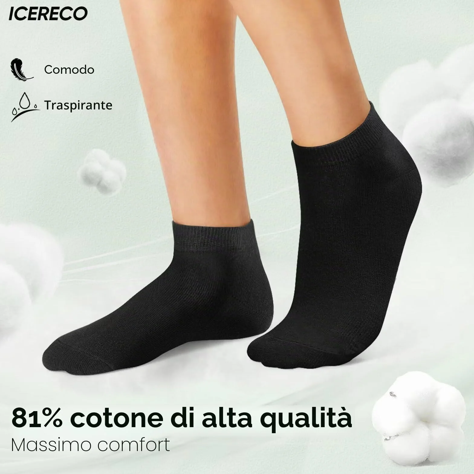 Calze Uomo Donna Corte Cotone Estive Sportive Fantasmini Running Trekking Tennis