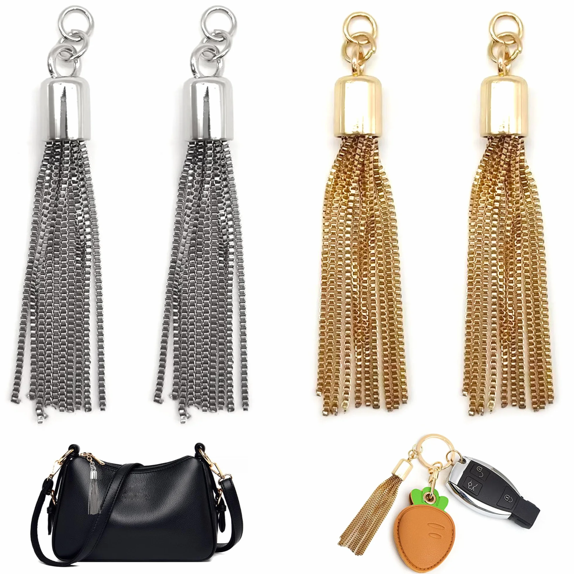 Nappe Pendenti Fascino Accessori Borse Catena Nappa Metallo Gioielli Fai Da Te 4 Pcs