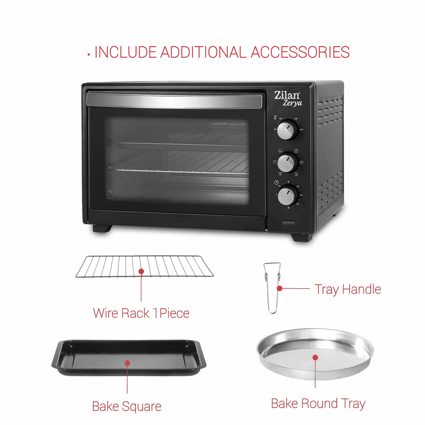 Forno elettrico a convezione Zerya 45 L 2000 W 230° programmabile timer 60 min spegnimento automatico