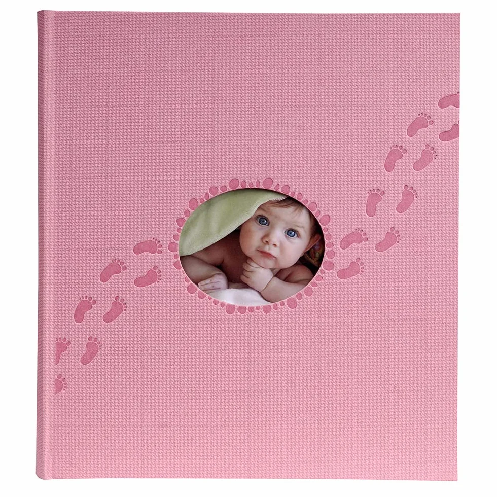 Exacompta 12202E Piloo, 1 Album Libro Fotografico 29x32cm Per 300 Foto, 60 Pagine Bianche Con Divisori In Pergamena, Copertina In Carta Goffrata Con Piedini In Rilievo E Riquadro, Rosa