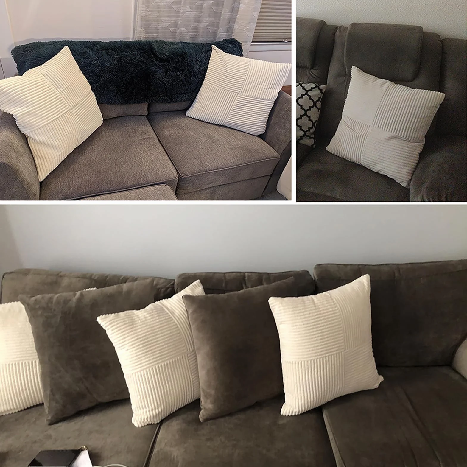 Boho Federe Cuscini Divano 30x60 Velluto Coste Beige Chiaro