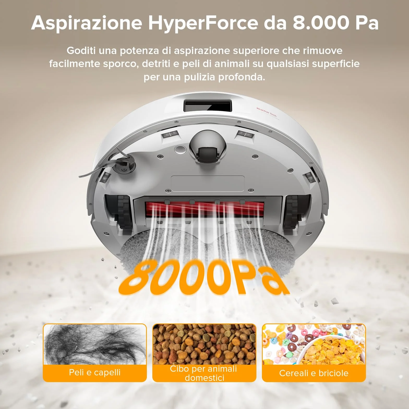 Roborock QV 35A Robot Aspirapolvere Lavapavimenti, Antigroviglio, HyperForce, Panno Sollevabile, Stazione Tutto in Uno, Bianco