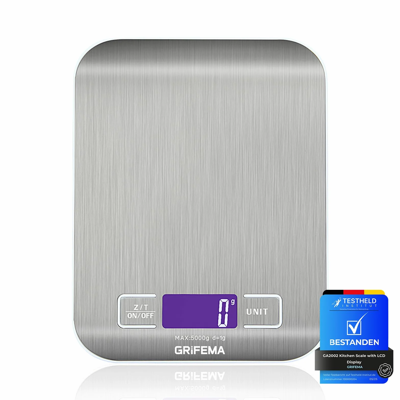 GRIFEMA GA2002 Bilancia da Cucina Smart Digitale con Funzione Tare, 5kg/11 lbs Professionale Alta Precisione