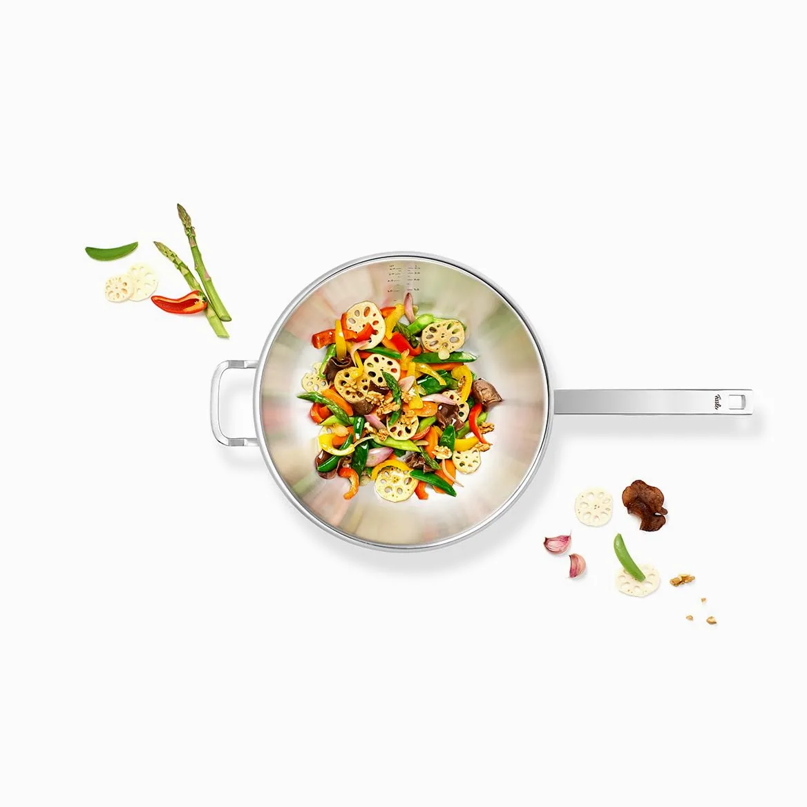 Fissler Original-Profi Collection, Padella Wok in Acciaio Inox Diametro 32 cm, 6.4 L, Coperchio in Metallo, Multistrato Premium A 5 Strati, Distribuzione Ottimale del Calore, Compatibile Induzione