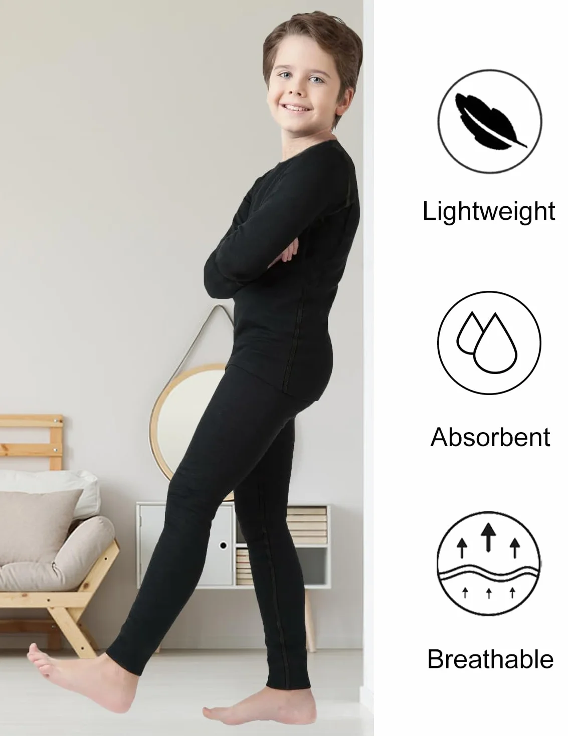HovSiyla Set intimo a compressione per ragazzi e ragazzi, leggings sportivi e camicie per bambini