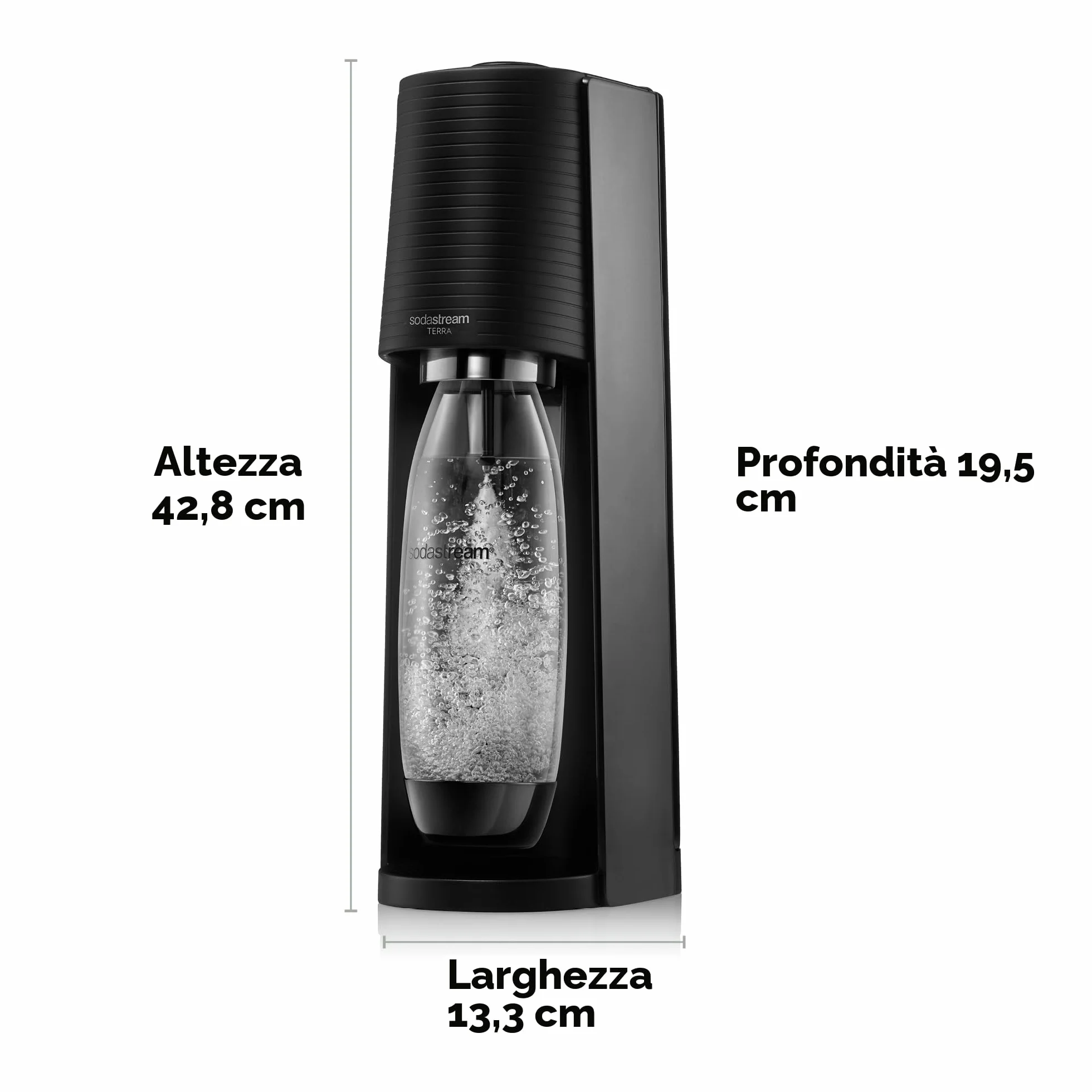 SodaStream Gazownik Terra, saturator wody gazowanej z butlami CO2, czarny, 60L