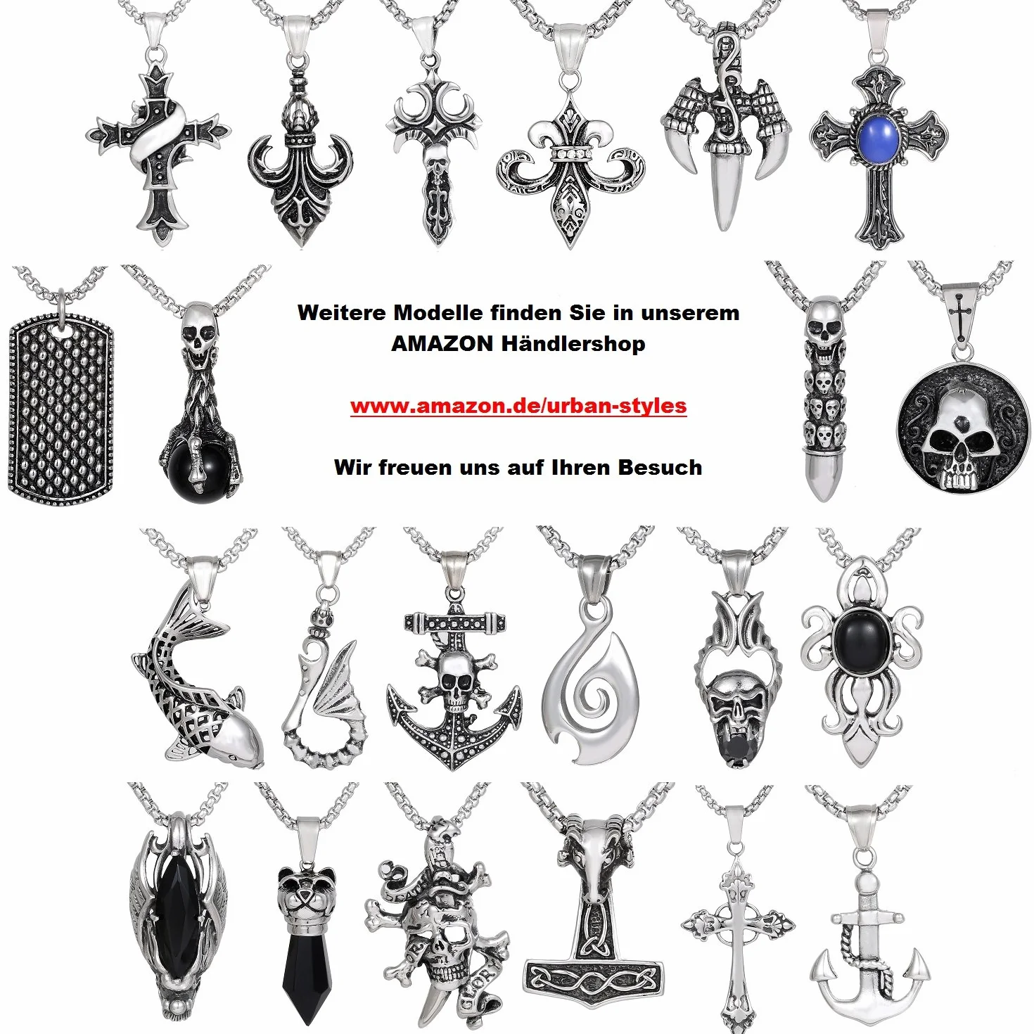 Collana uomo acciaio inox DonDon 52 cm ciondolo pirata