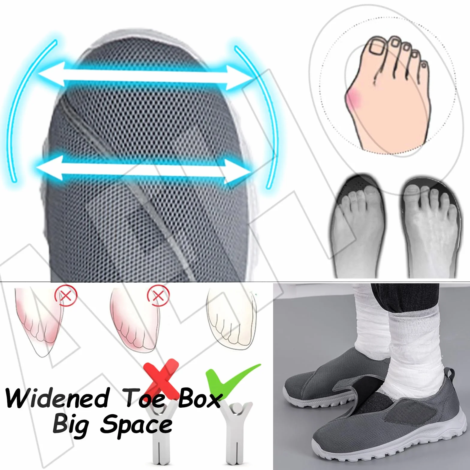 AEHO Scarpe di Facile Calzata Pantofola Diabetici Estivi sanitarie Uomo comode Slip on Pianta Larga Sneaker Casual Ortopediche con Strappo per Piedi Gonfi da Camminata,Blu,43 EU