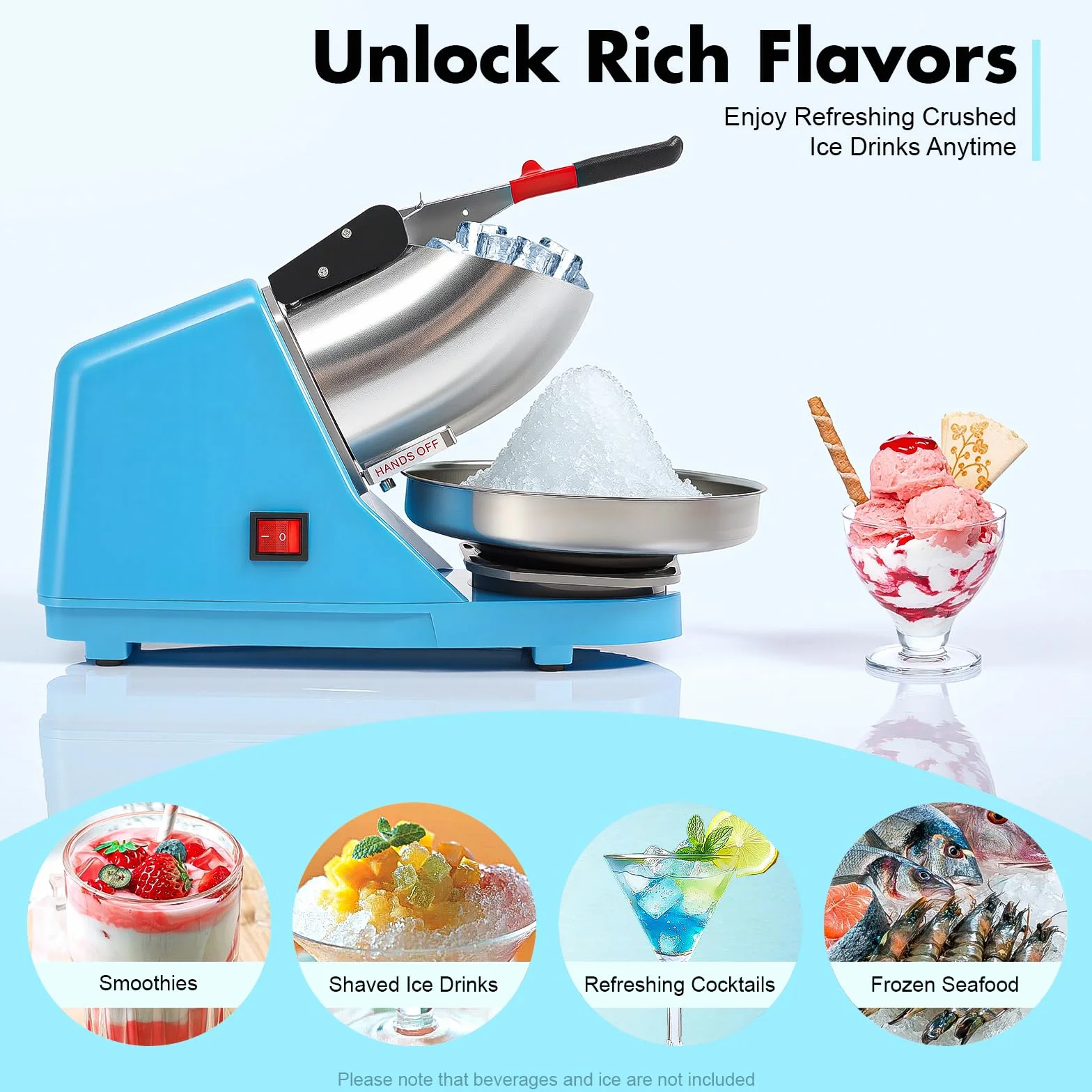 Tritatutto elettrico per ghiaccio in acciaio inox, capacità di ghiaccio tritato 65 kg/H, Ice Shaver macchina per neve per uso domestico e commerciale, raschietto per bevande fredde, frullati