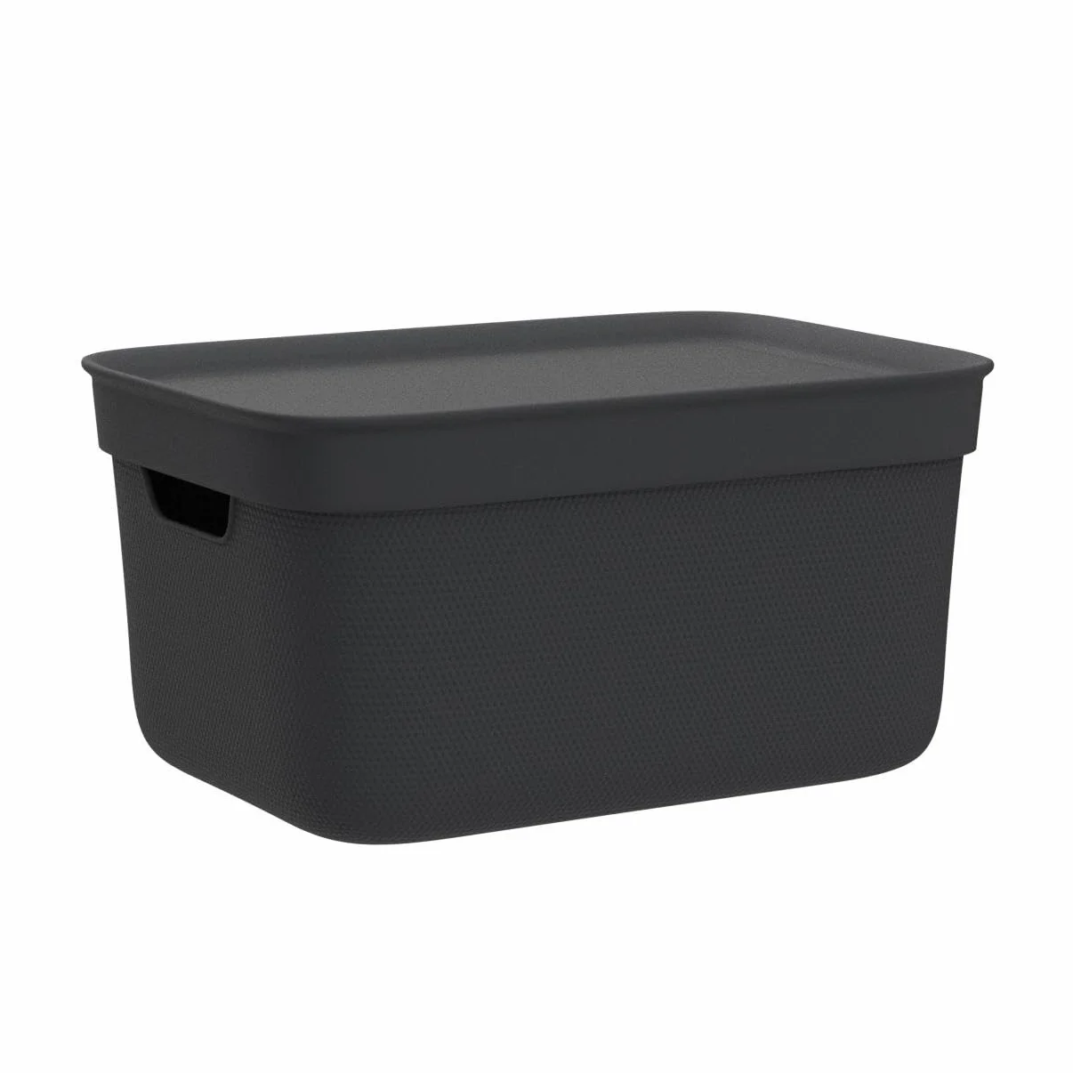 Jive Dekobox Set 3 Scatole Decorative Portaoggetti 5 l Plastica PP Riciclato Nero 26.5 x 18.5 x 13.5 cm