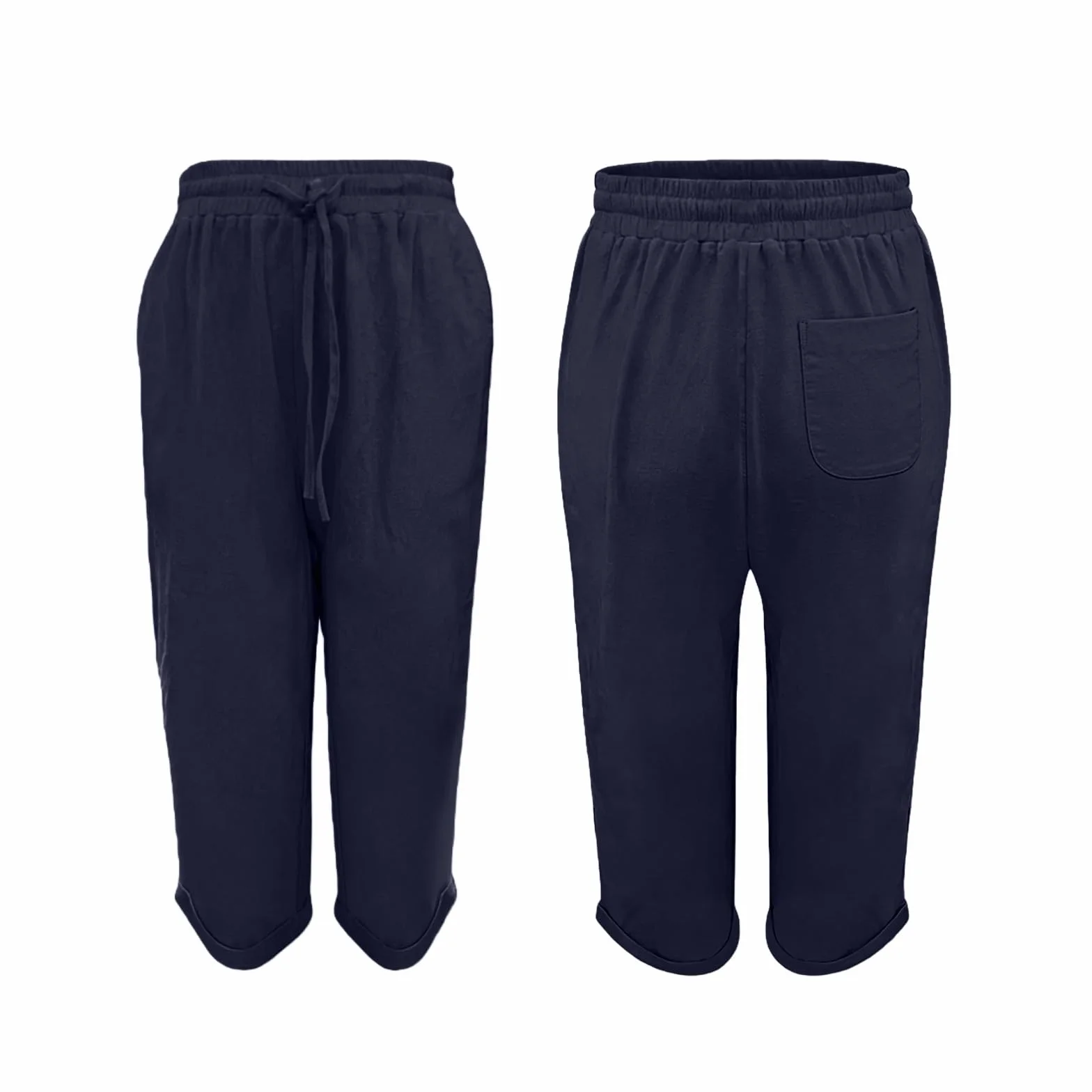 Pantaloni Lino Donna 3/4 Curvy Pantaloncini Donna Estivi In Cotone E Lino Leggeri Vita Alta Con Coulisse Ed Elastico Shorts Bermuda Larghi Eleganti Con Tasche Casual Per Spiaggia Sport E Tempo Libero