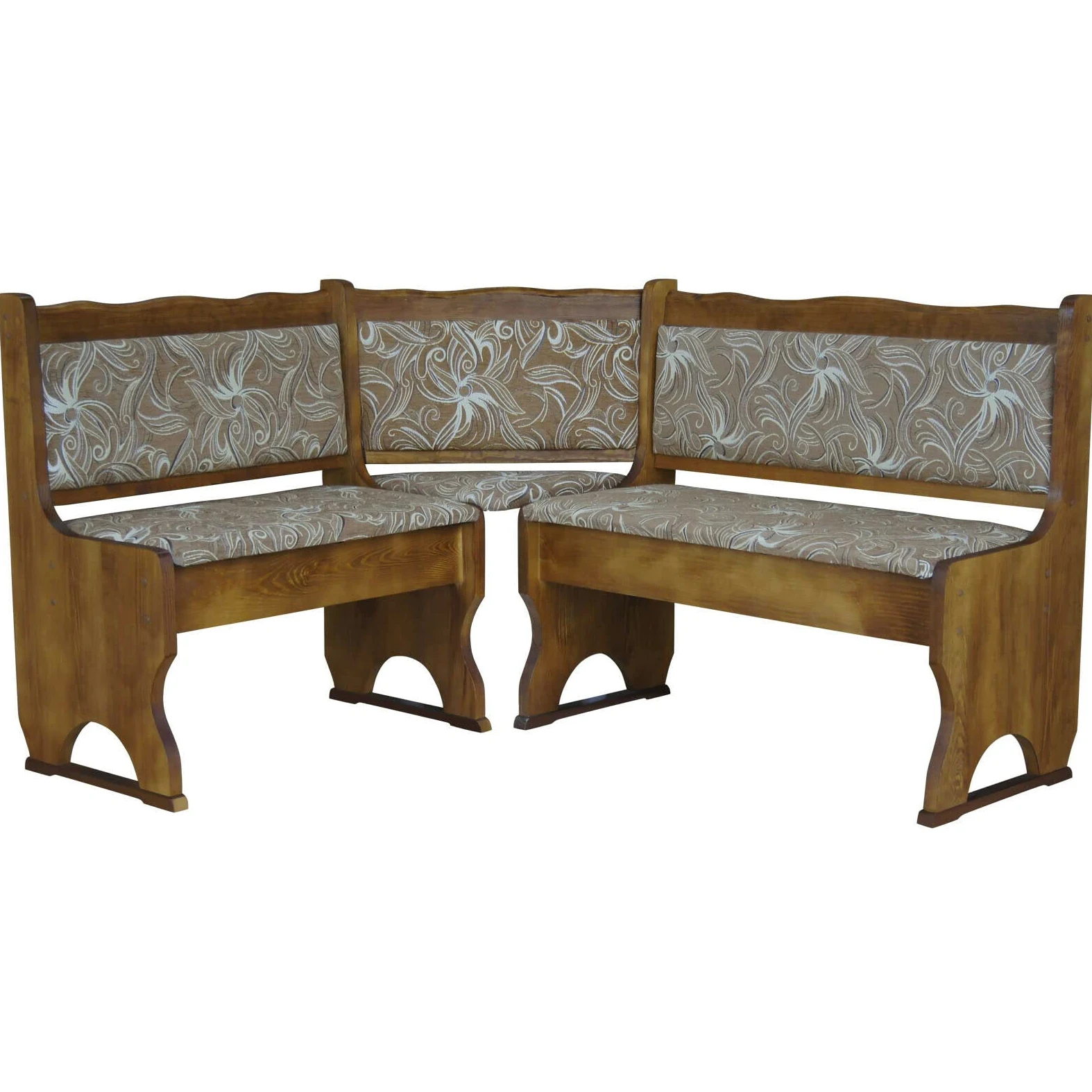 k koma Imbottitura Panca angolare in legno di pino, colore rovere con imbottitura in legno massello – nuovo fiore chiaro (160 x 200)