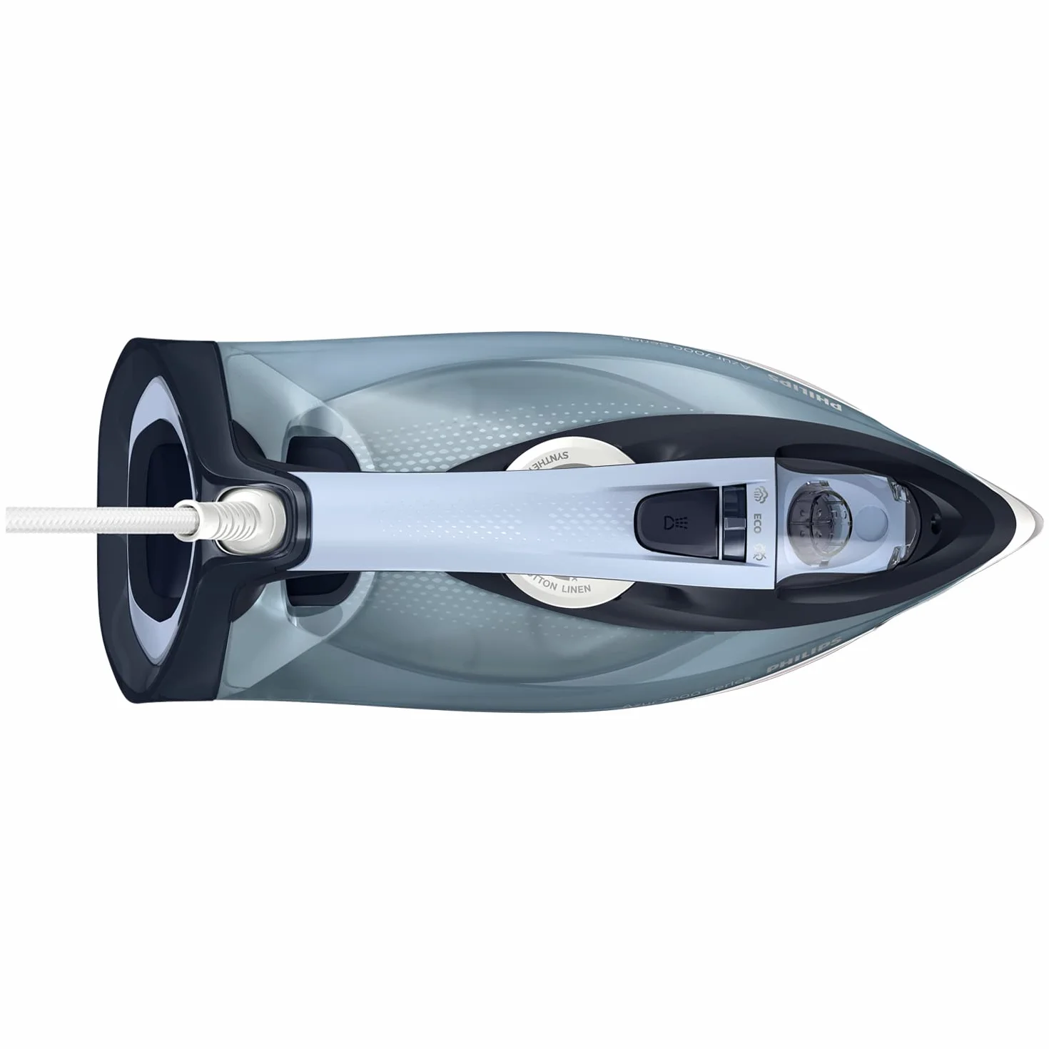 Philips Azur Series 7000 Ferro da Stiro a Vapore - 2800 W, Vapore Continuo 50g/min, Colpo Vapore da 250 g, Vapore Verticale, Piastra SteamGlide Plus, Blu/Azzurro (DST7020/20)