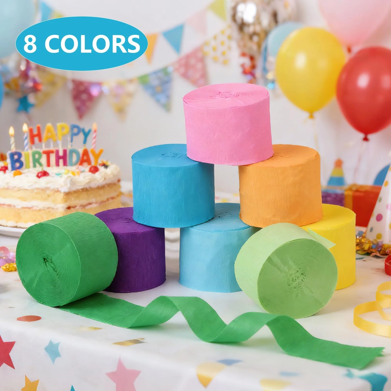 Rotoli Carta Crespa Colorata Festoni Stelle Filanti Decorazioni Compleanno Feste Matrimonio 4,5 cm x 25 m