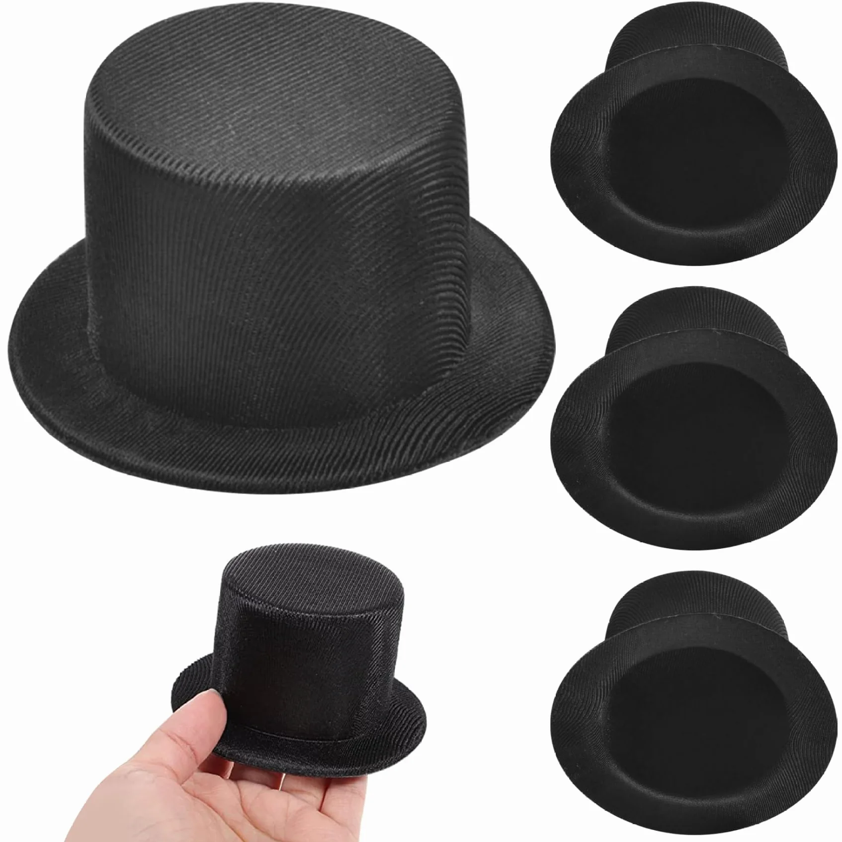Cappelli da neve per pupazzo di cappelli neri Mini Top per artigianato 4 pezzi in miniatura Ornamenti per cappello a cilindro per la decorazione di pupazzo di pupa