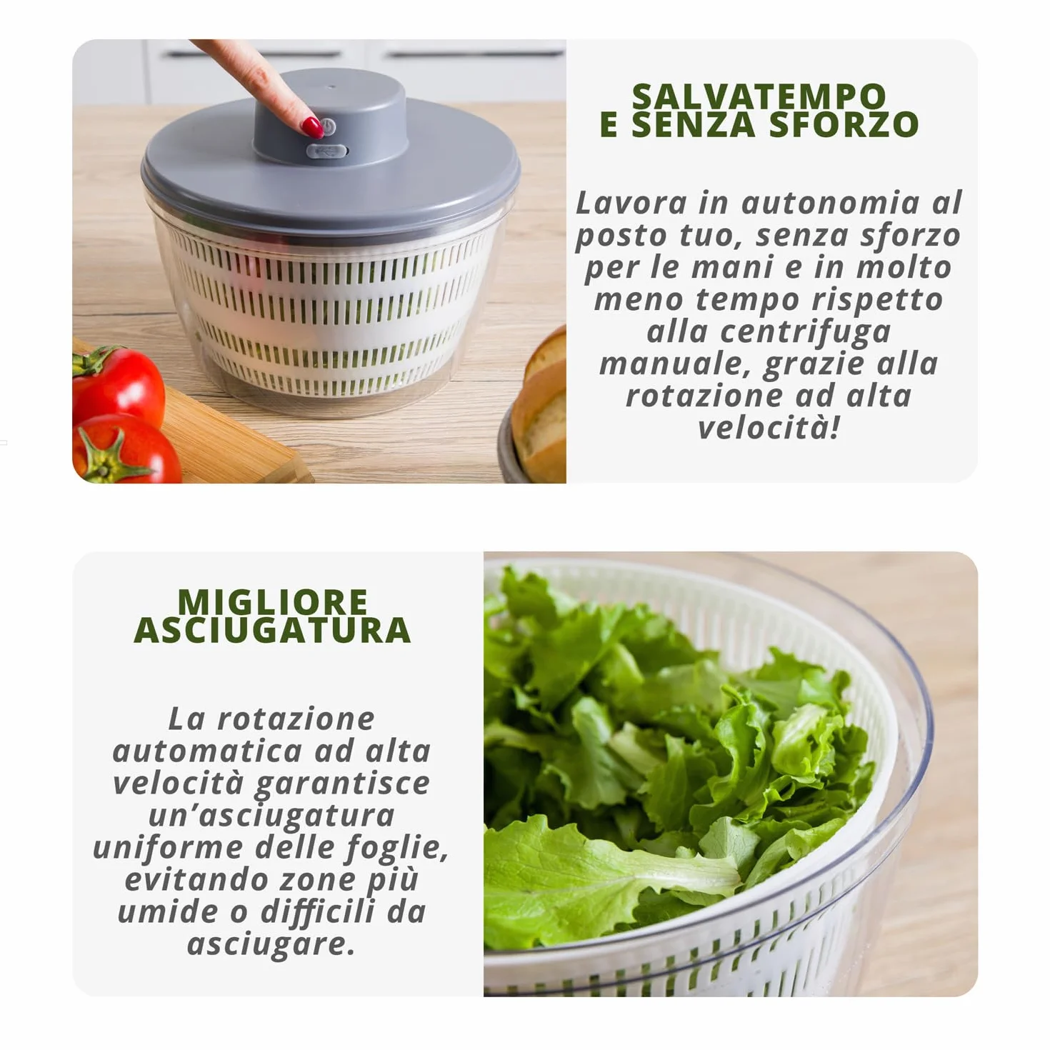Scarico elettrico per insalata