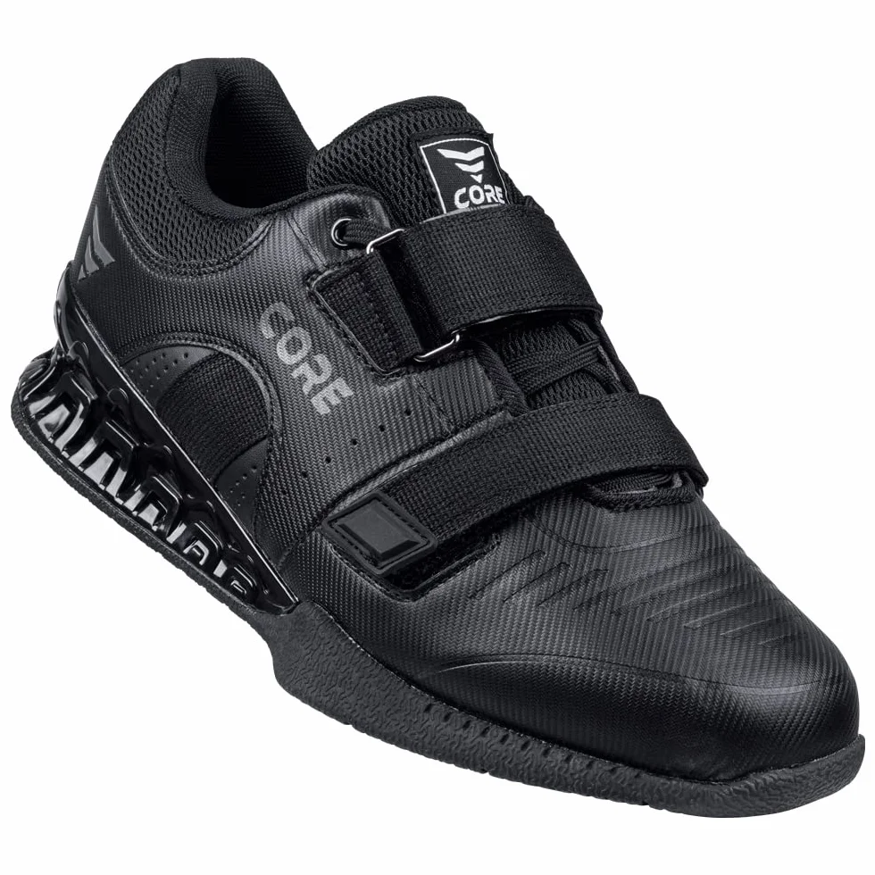 Nordcore Scarpe Sollevamento Pesi Force Black, Scarpe Squat Palestra, Calzature Powerlifting Cinturino Crossfit