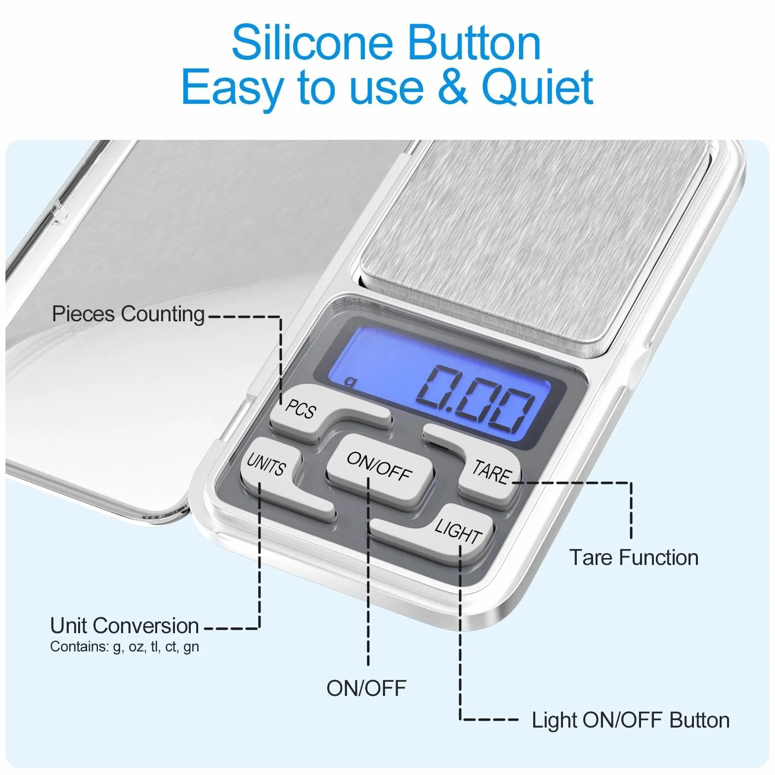 Gvolatee Bilancia da Cucina, con Display Retroilluminato a LCD e Funzione di Tara, Bilancia Elettronica, Bilancino Digitale High Precision 500g /0.01g, Bilancia di Precisione, per Casa e Cucina