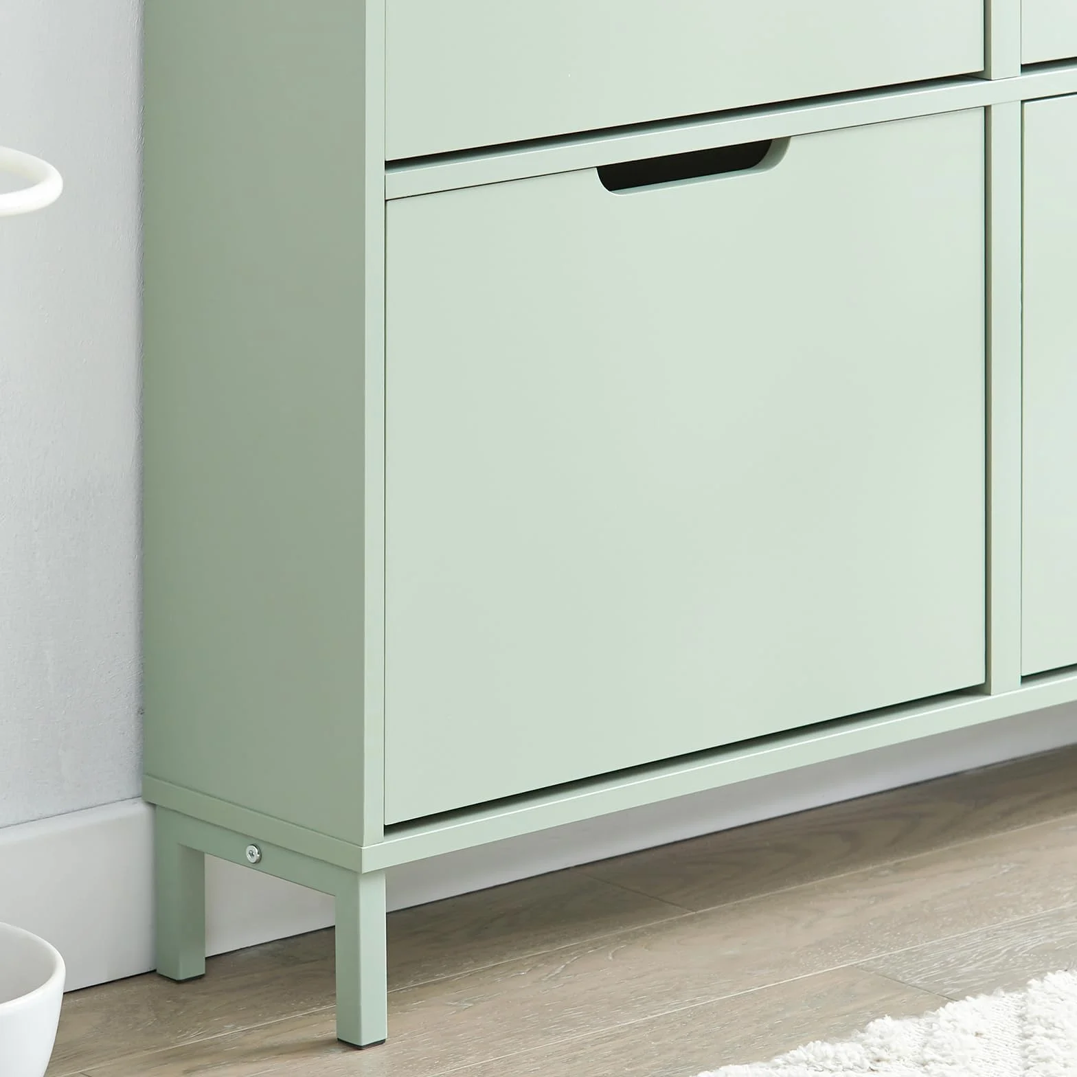 SoBuy Scarpiera Salvaspazio Slim da Ingresso Mobile Portascarpe 4 Ante a Ribalta Regolabili Legno Armadio Alta Stretta Corridoio 100x19x91 cm Verde Chiaro FSR100-GR