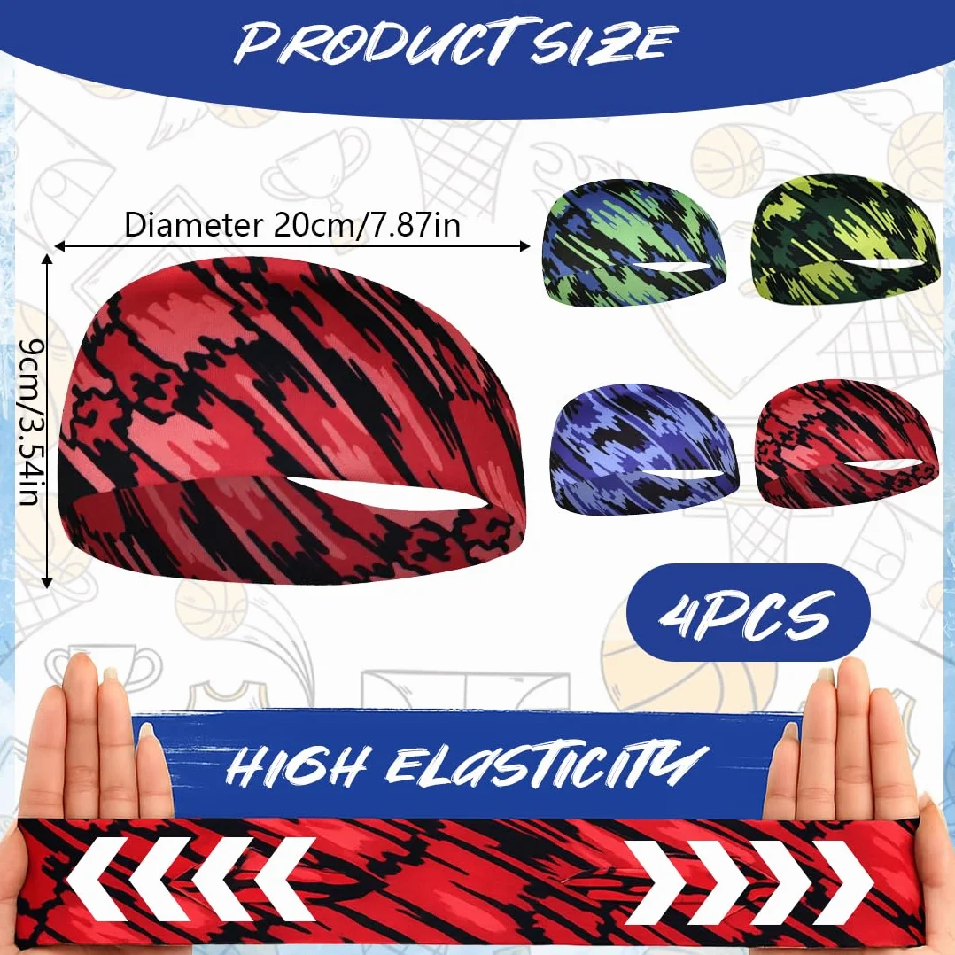 Fascia sportiva per bambini traspirante elastica a bandana 4 pezzi per corsa ciclismo allenamento calcio